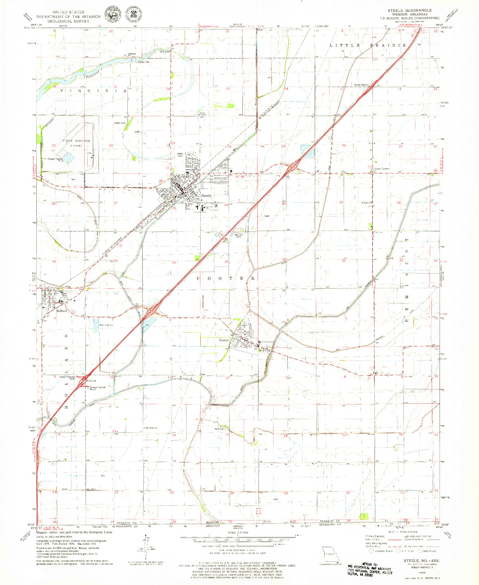 USGS 1:24000-SCALE QUADRANGLE FOR STEELE, MO 1978