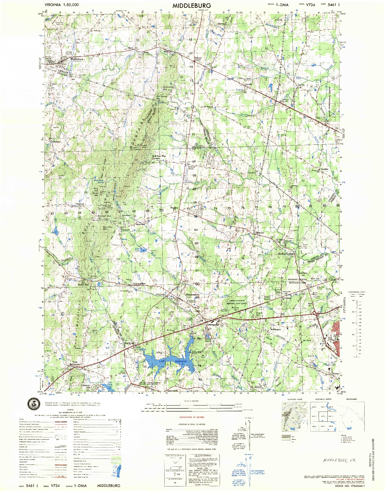 USGS 1:50000-SCALE QUADRANGLE FOR MIDDLEBURG, VA 1977