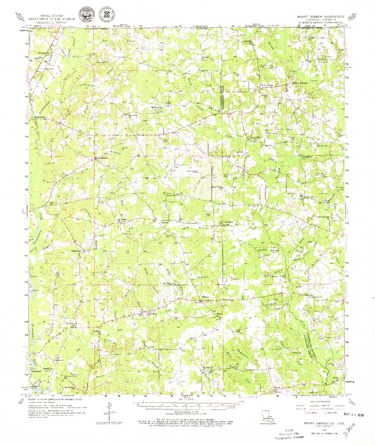 USGS 1:62500-SCALE QUADRANGLE FOR MOUNT HERMON, LA 1958