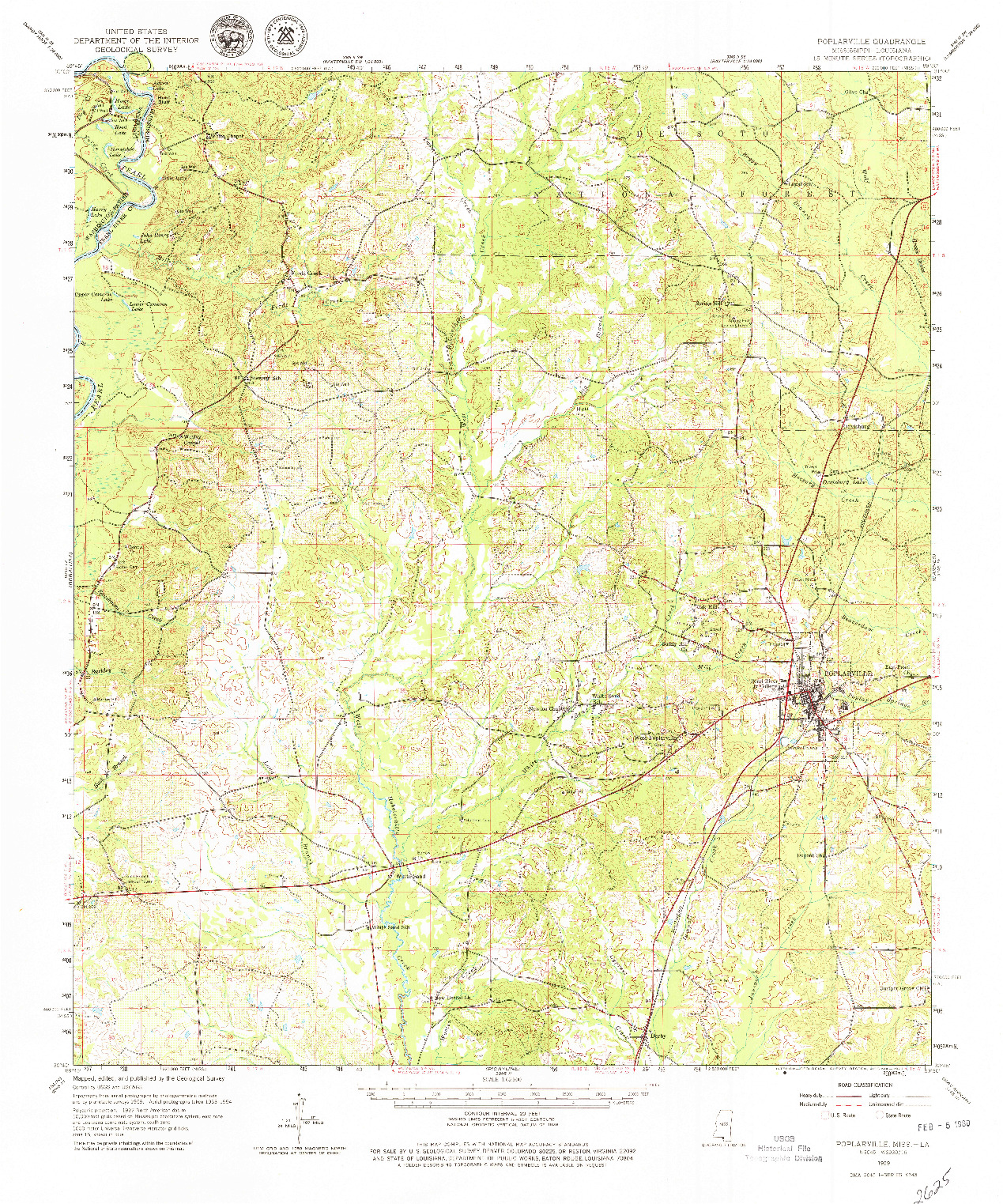 USGS 1:62500-SCALE QUADRANGLE FOR POPLARVILLE, MS 1959