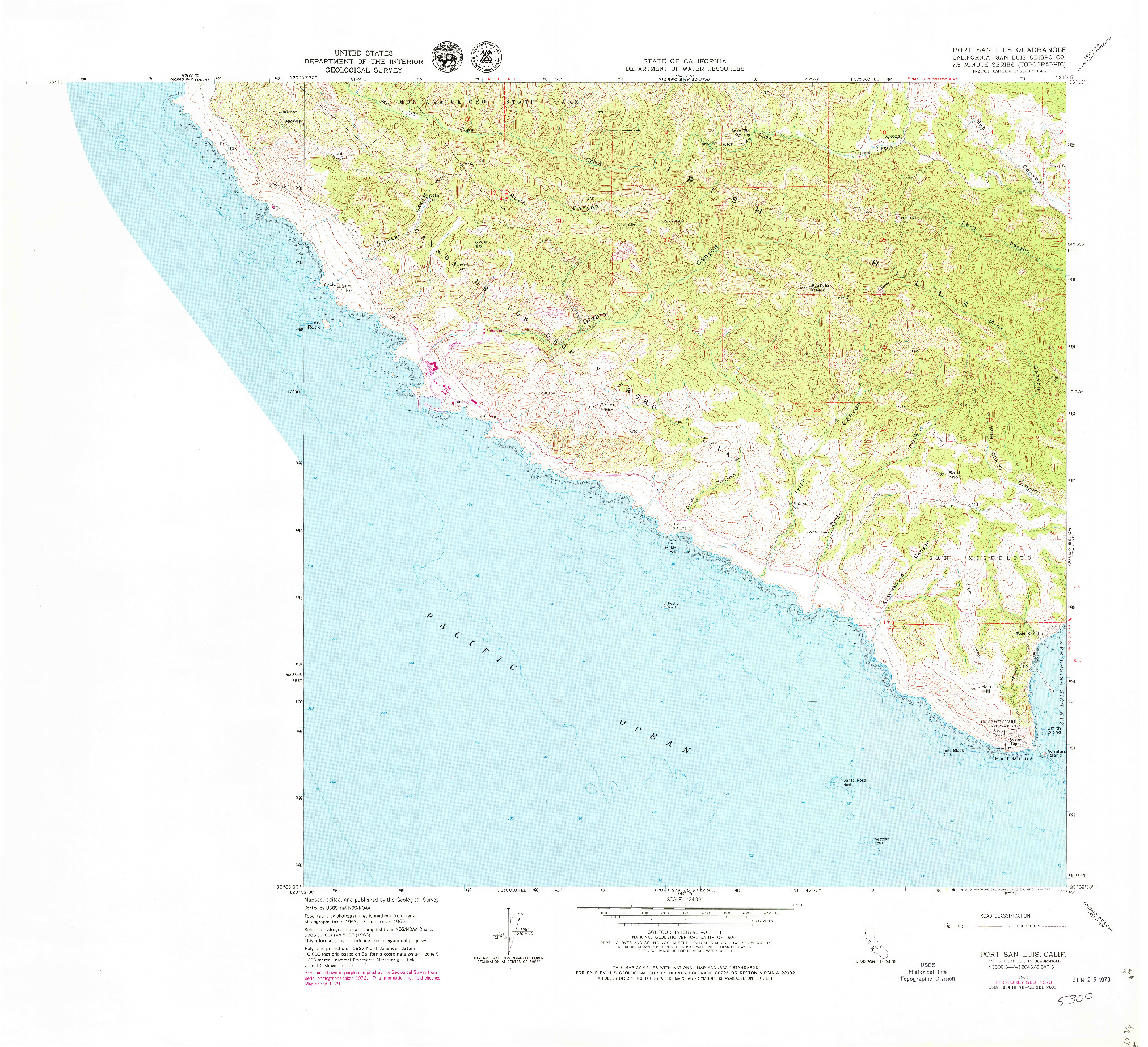 USGS 1:24000-SCALE QUADRANGLE FOR PORT SAN LUIS, CA 1965