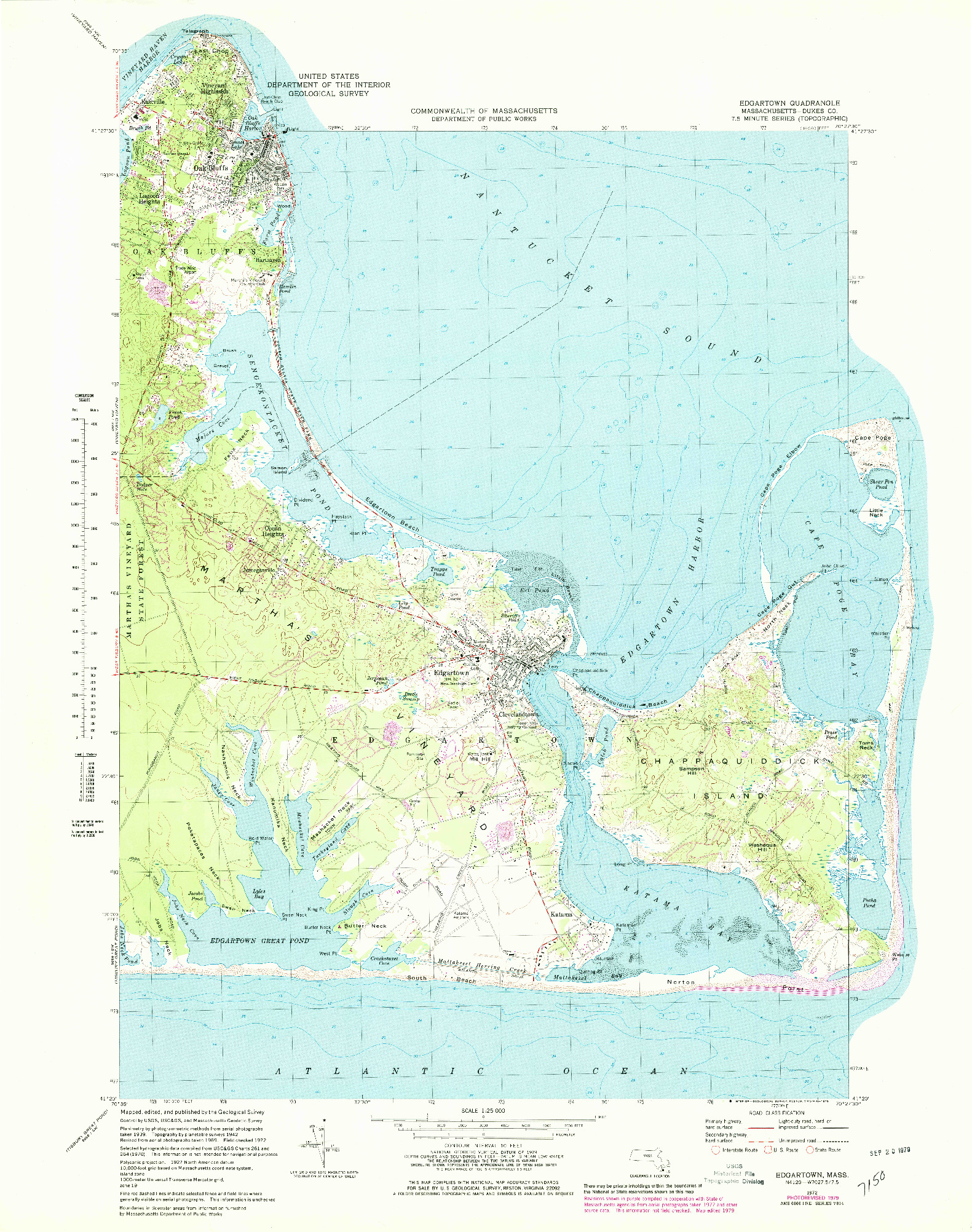 USGS 1:25000-SCALE QUADRANGLE FOR EDGARTOWN, MA 1972