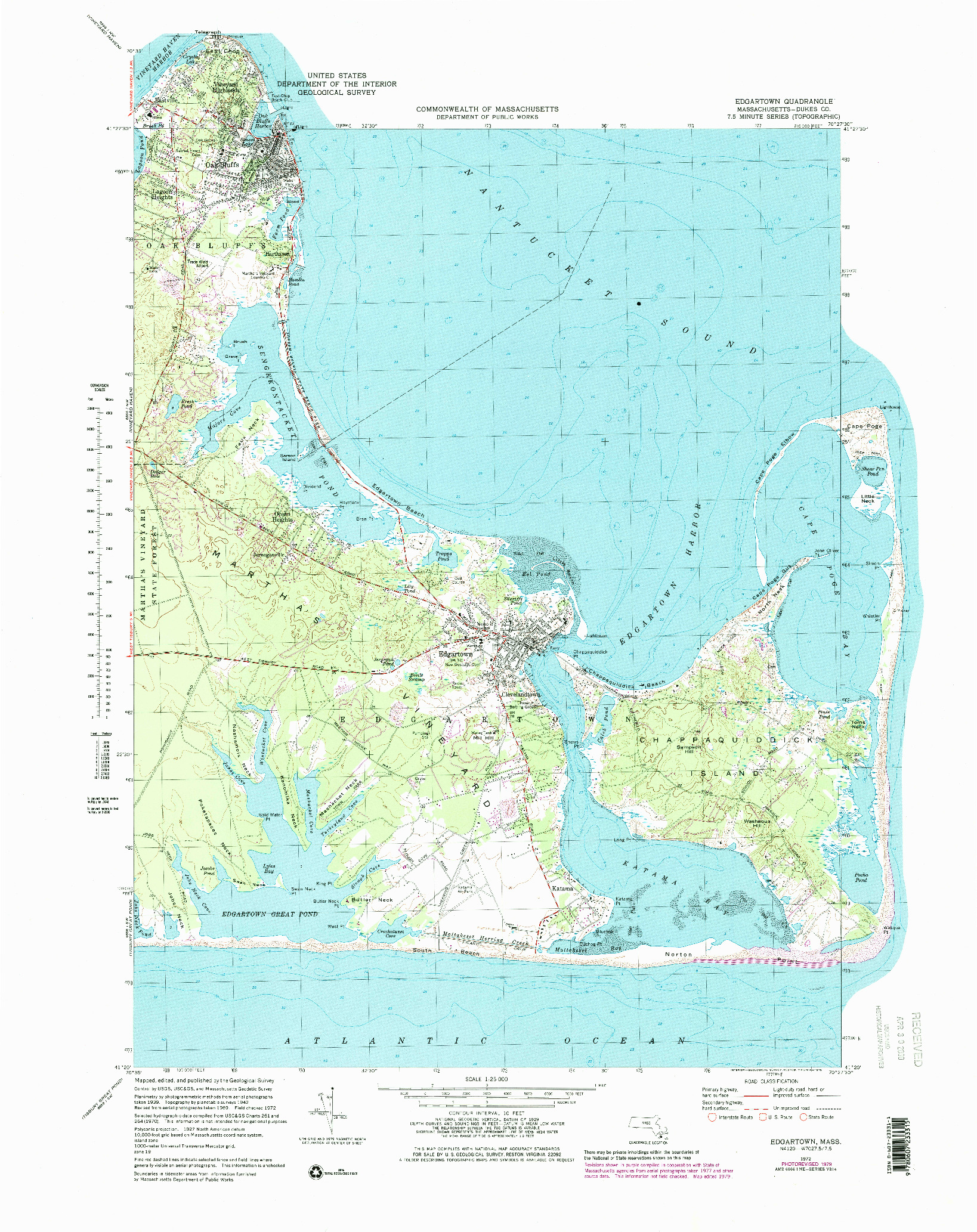 USGS 1:25000-SCALE QUADRANGLE FOR EDGARTOWN, MA 1972