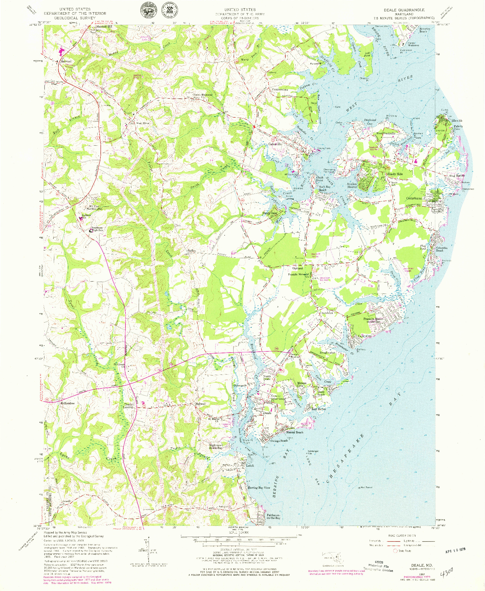 USGS 1:24000-SCALE QUADRANGLE FOR DEALE, MD 1957