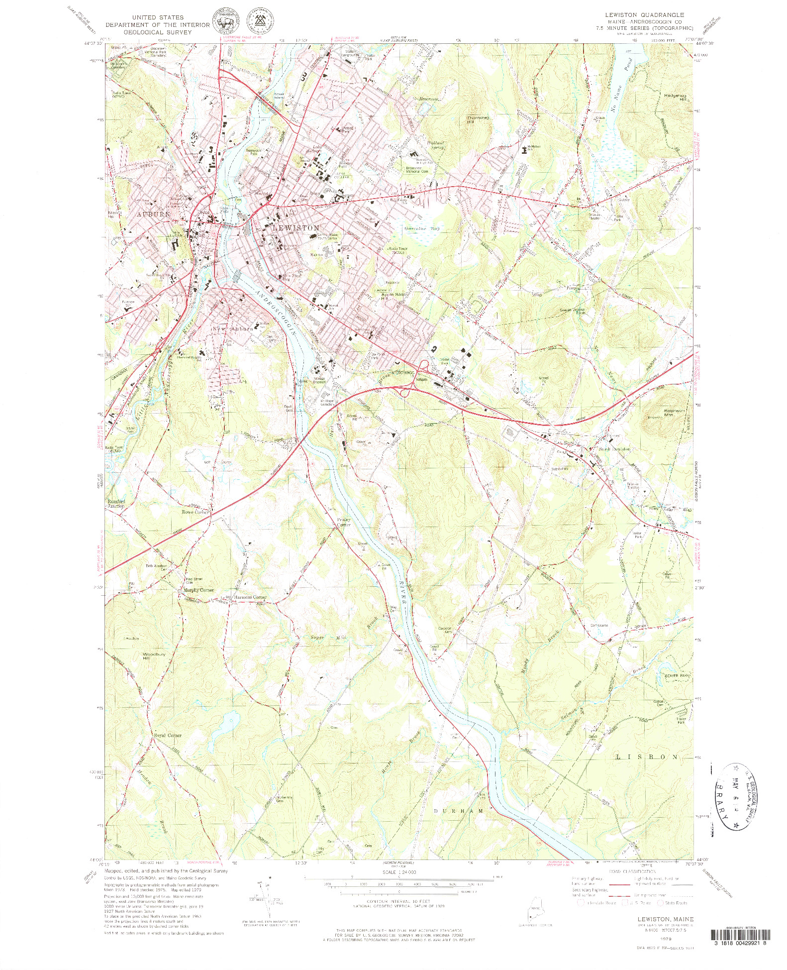 USGS 1:24000-SCALE QUADRANGLE FOR LEWISTON, ME 1979