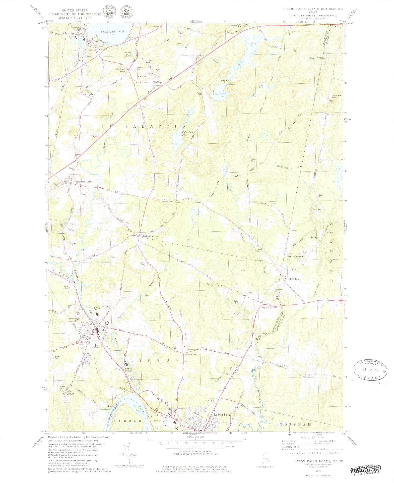 USGS 1:24000-SCALE QUADRANGLE FOR LISBON FALLS NORTH, ME 1979