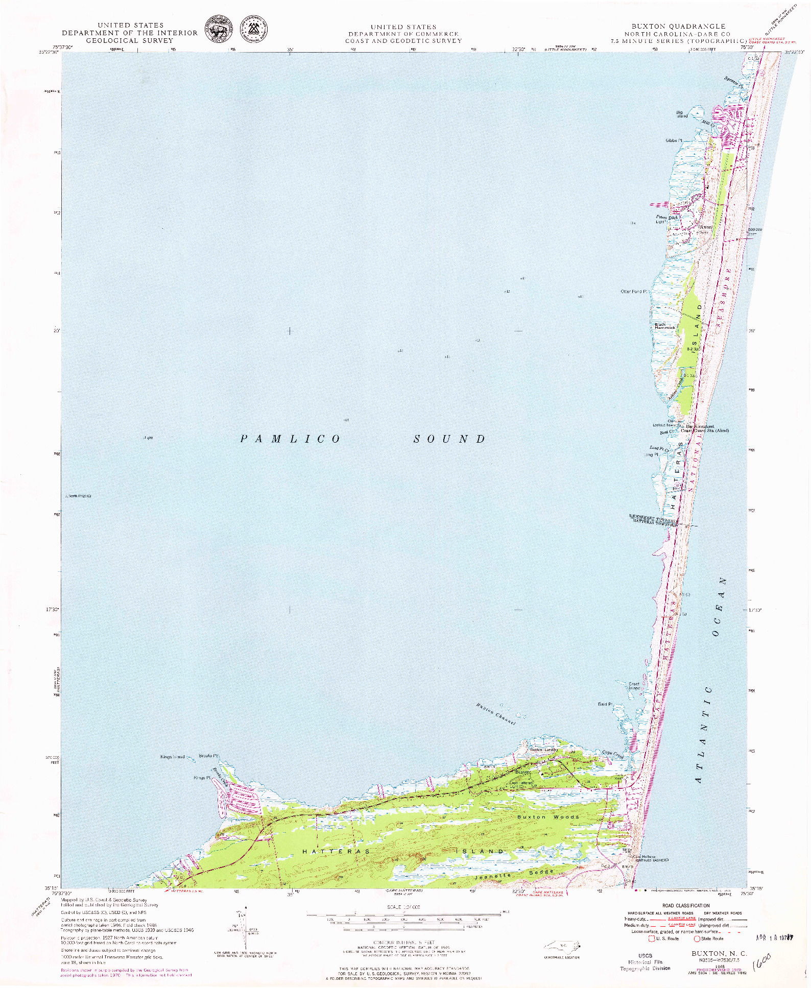 USGS 1:24000-SCALE QUADRANGLE FOR BUXTON, NC 1948