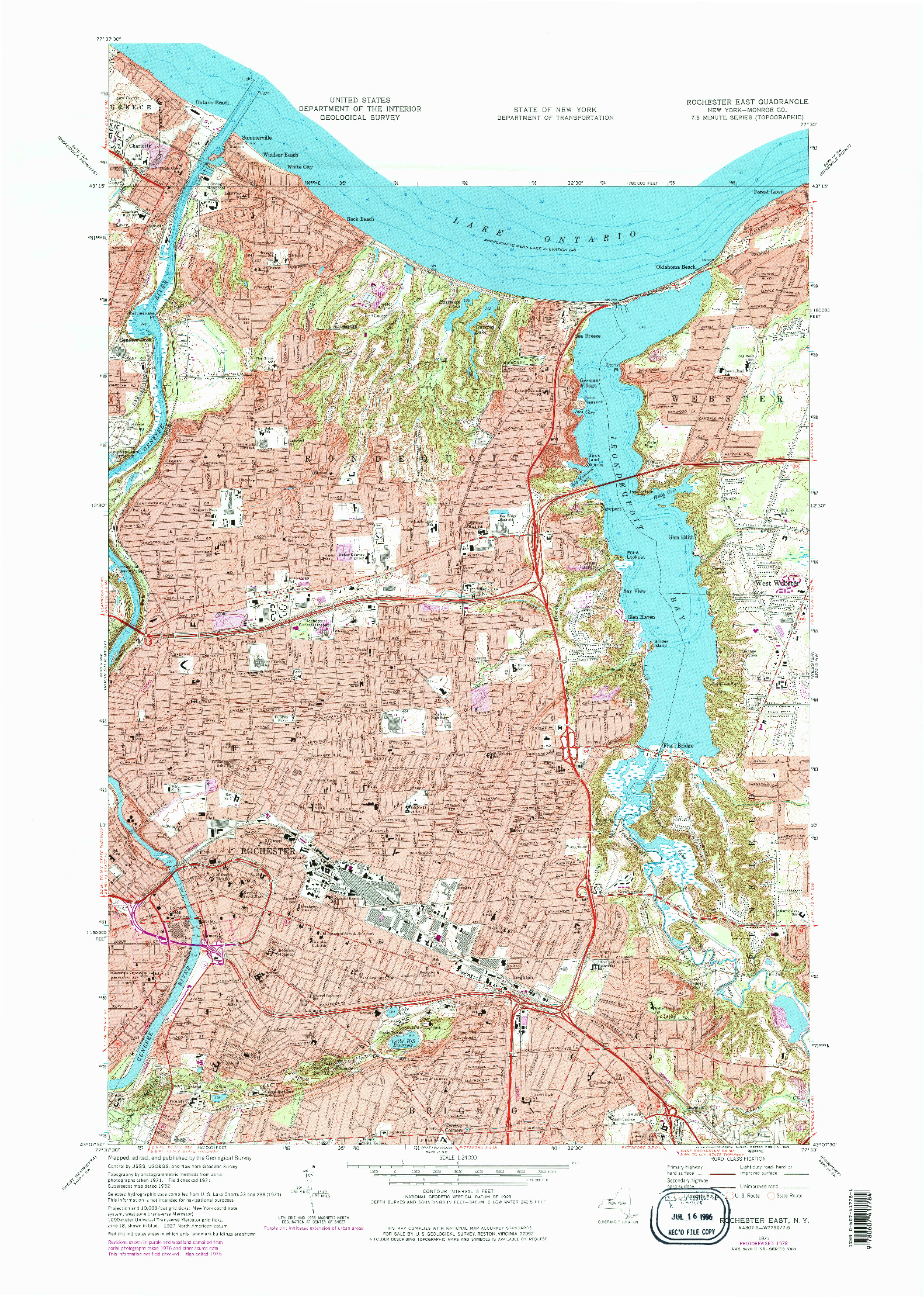 USGS 1:24000-SCALE QUADRANGLE FOR ROCHESTER EAST, NY 1971