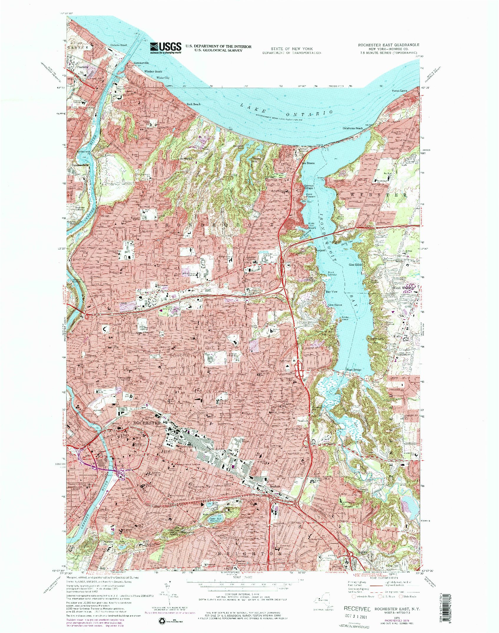 USGS 1:24000-SCALE QUADRANGLE FOR ROCHESTER EAST, NY 1971
