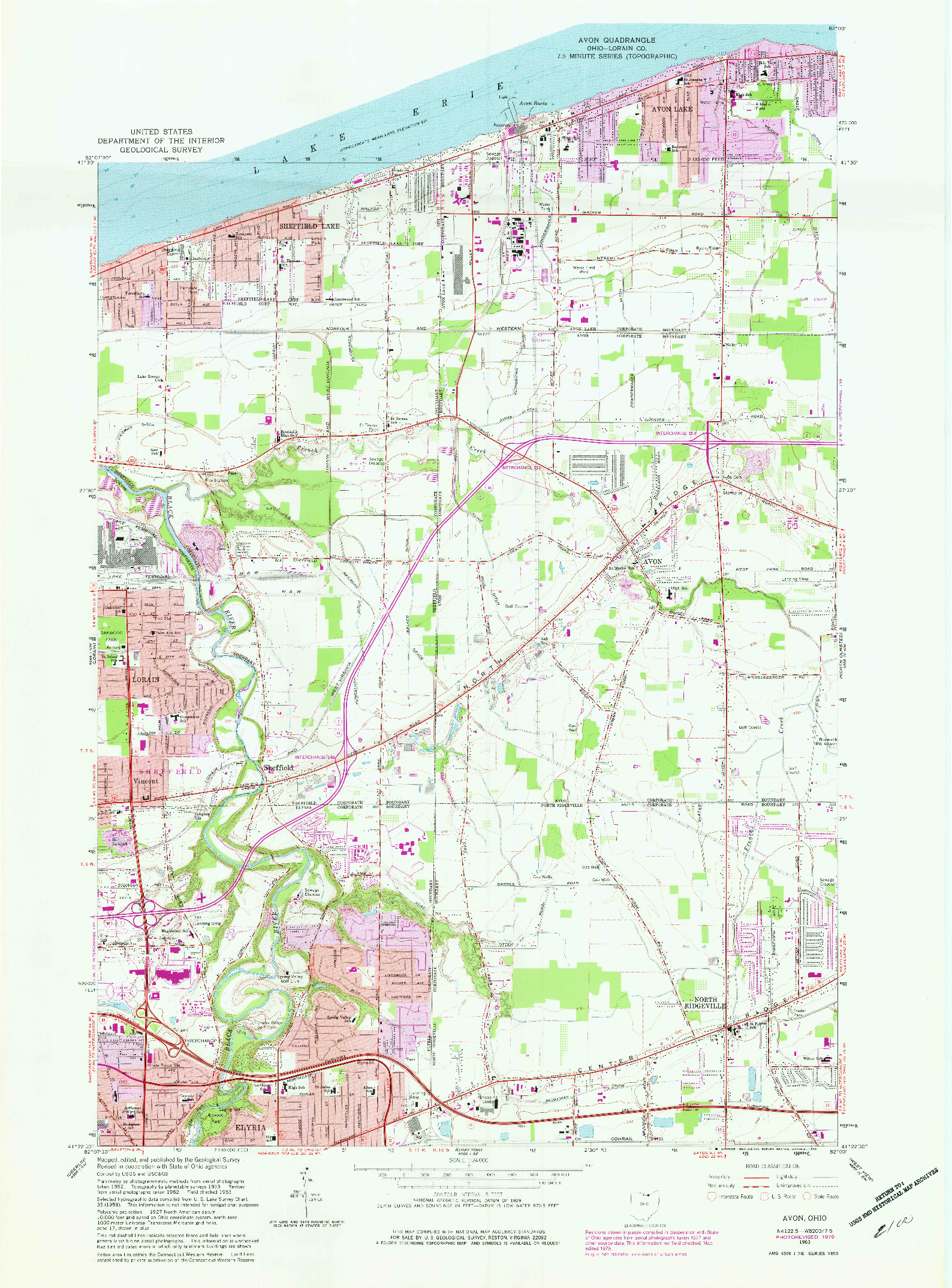 USGS 1:24000-SCALE QUADRANGLE FOR AVON, OH 1963