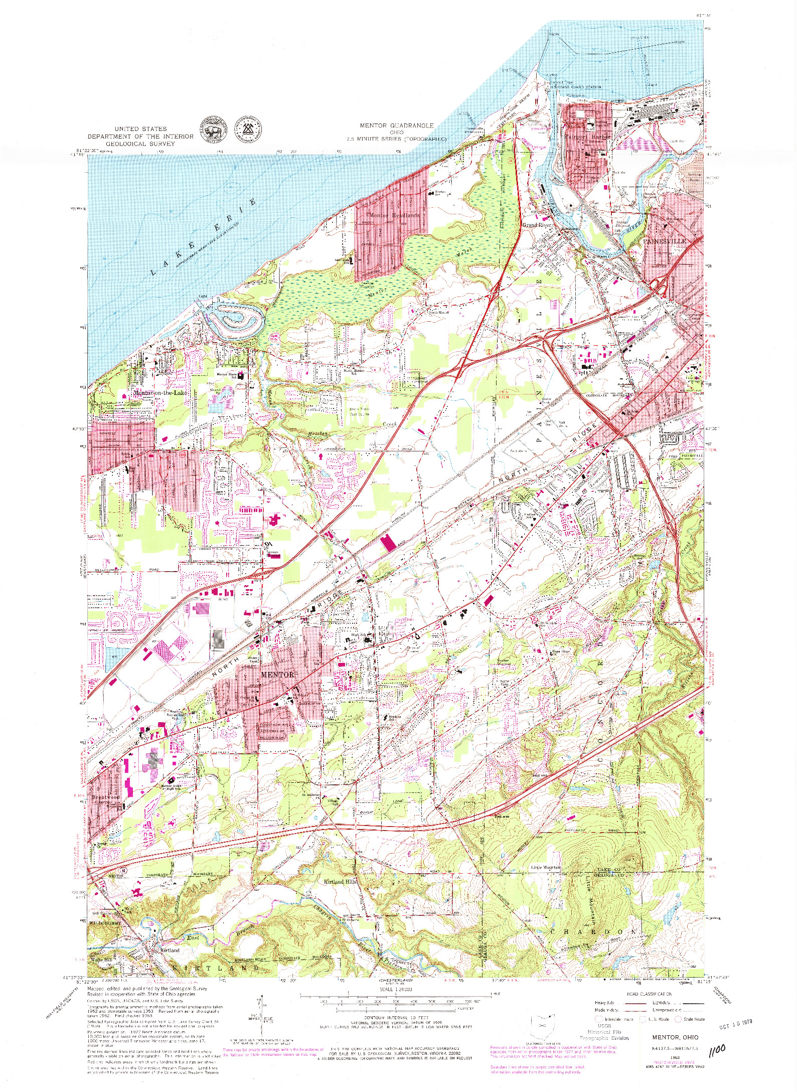 USGS 1:24000-SCALE QUADRANGLE FOR MENTOR, OH 1963