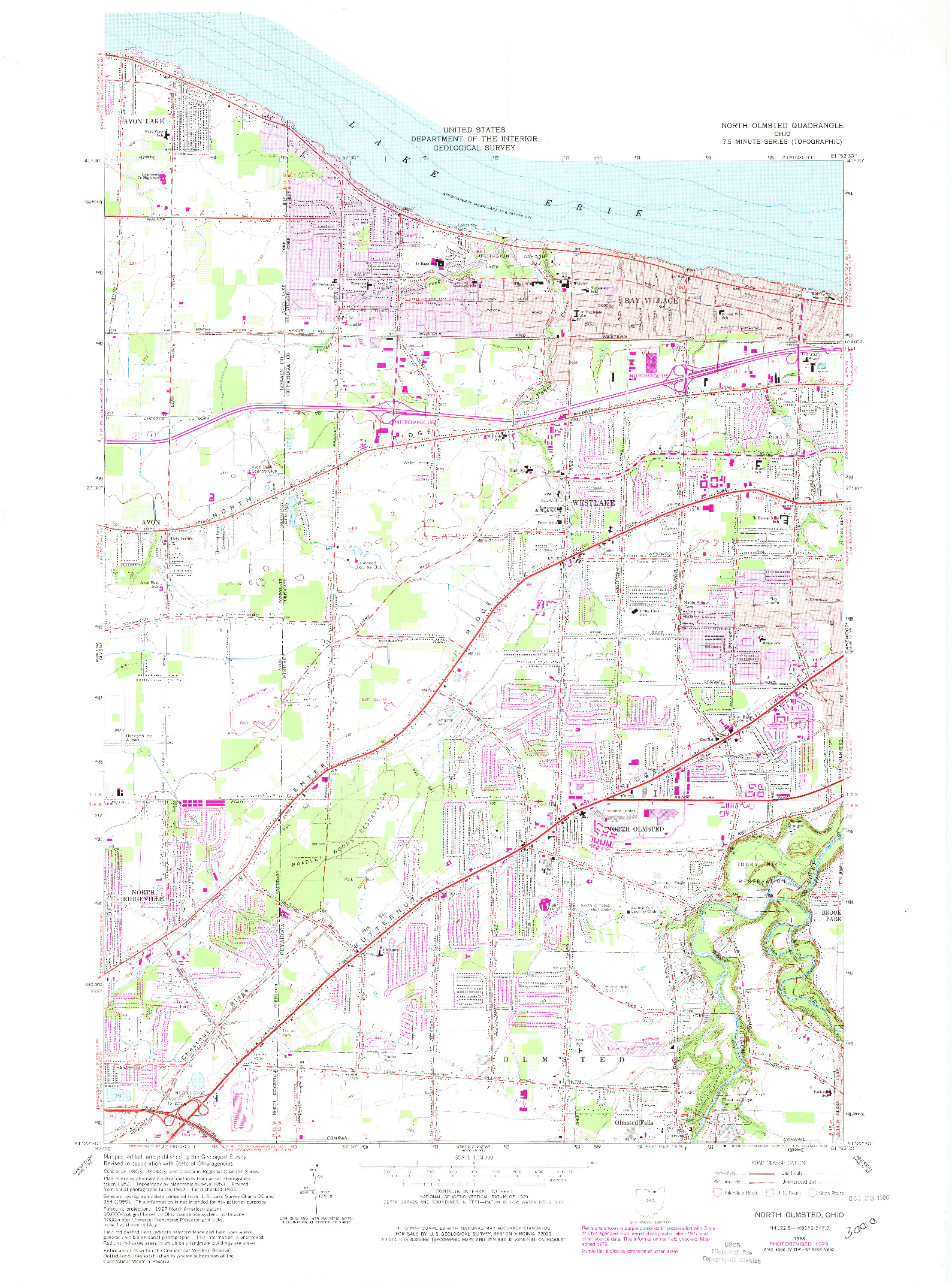 USGS 1:24000-SCALE QUADRANGLE FOR NORTH OLMSTED, OH 1963