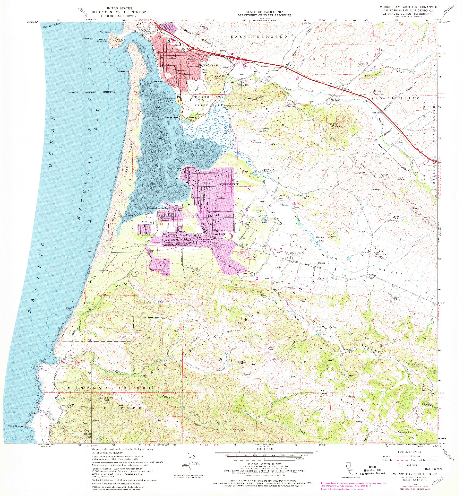 USGS 1:24000-SCALE QUADRANGLE FOR MORRO BAY SOUTH, CA 1965