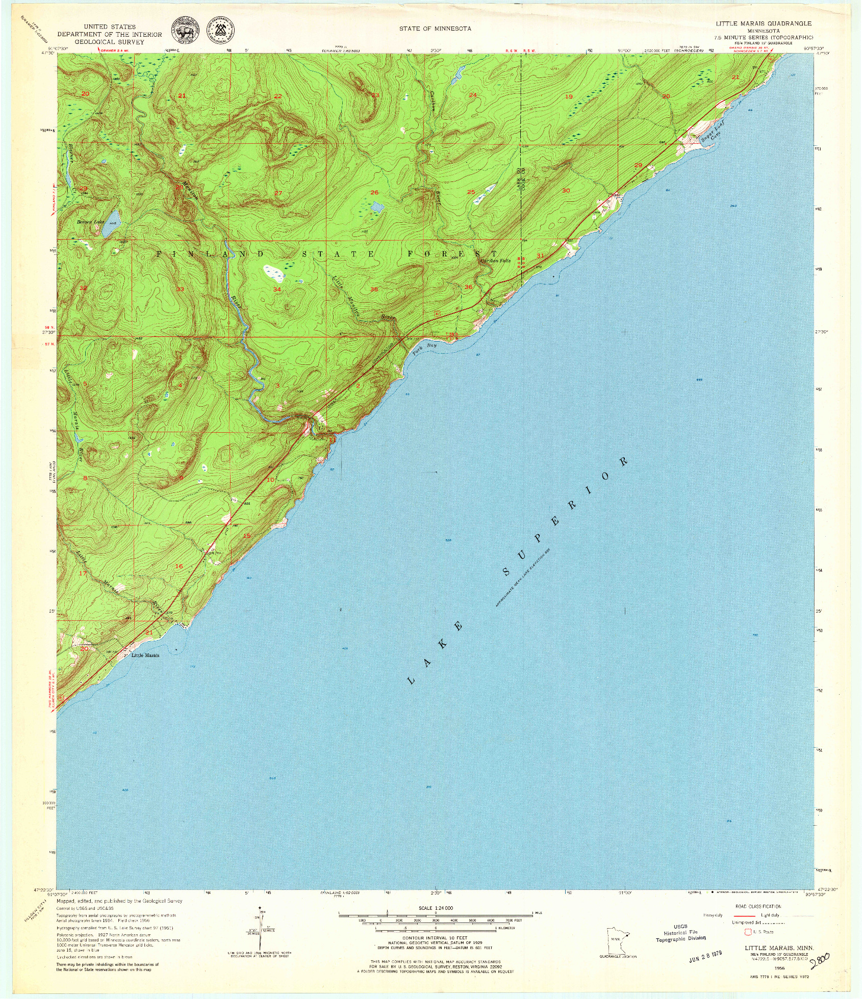 USGS 1:24000-SCALE QUADRANGLE FOR LITTLE MARAIS, MN 1956