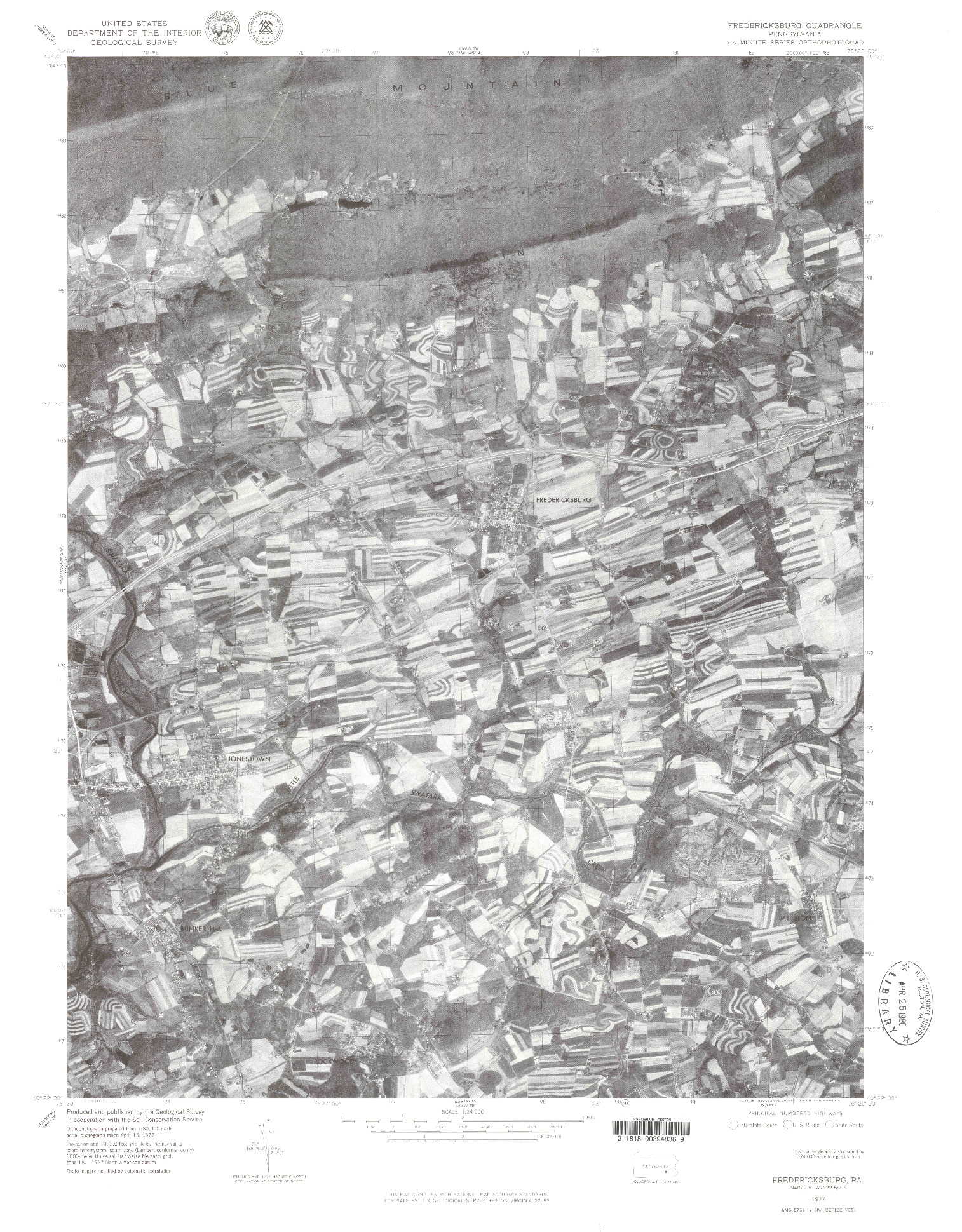 USGS 1:24000-SCALE QUADRANGLE FOR FREDERICKSBURG, PA 1977