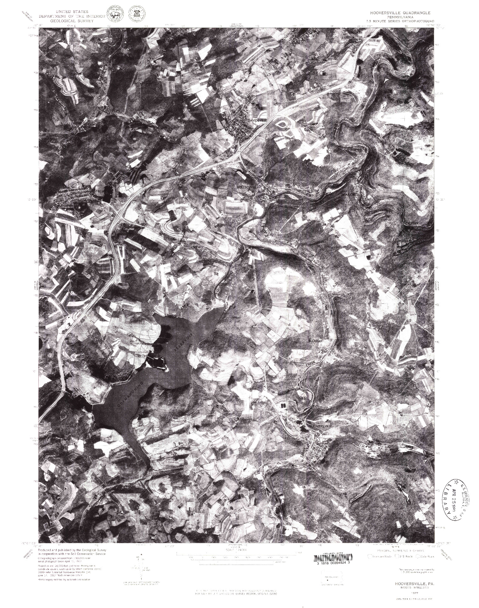 USGS 1:24000-SCALE QUADRANGLE FOR HOOVERSVILLE, PA 1977