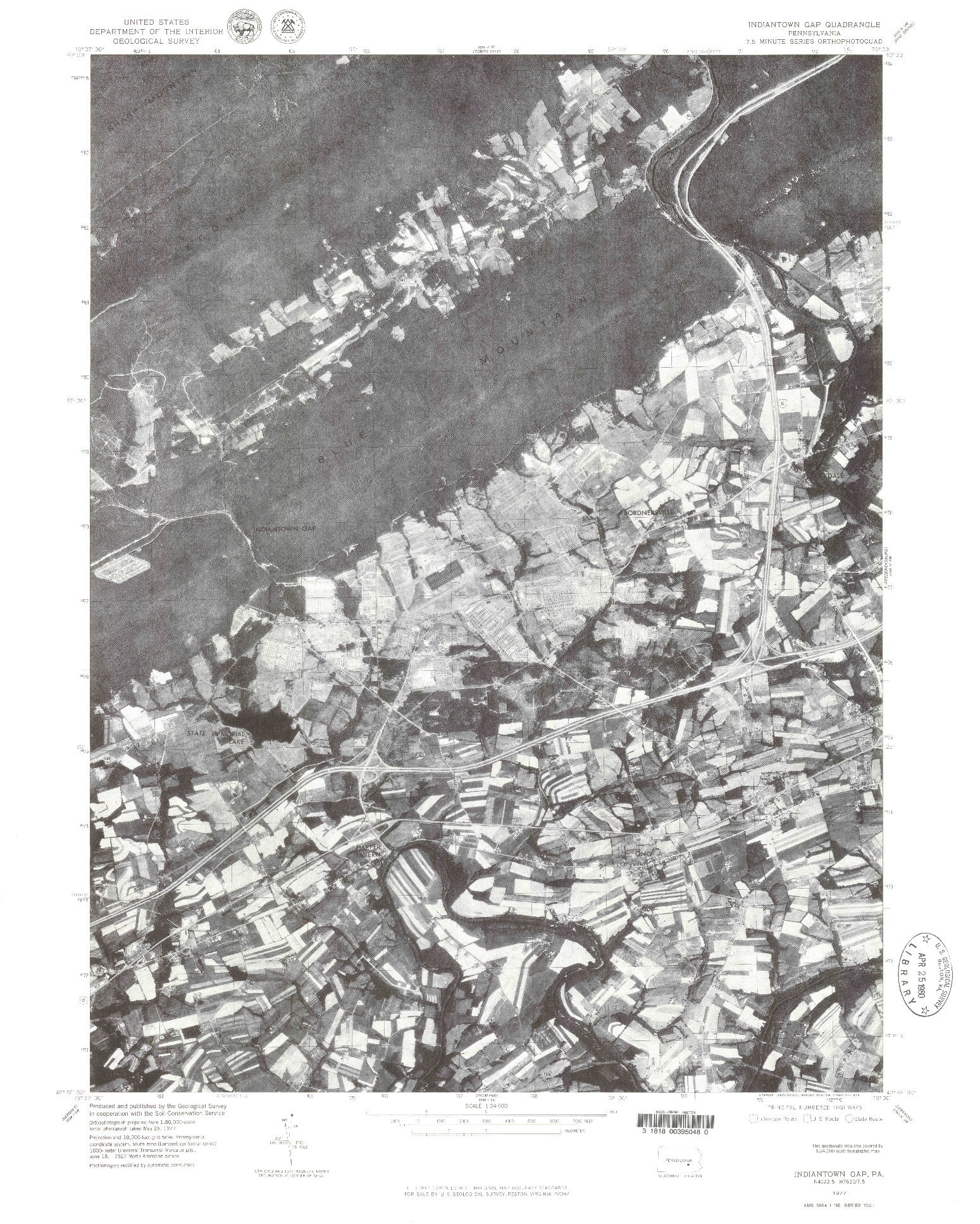 USGS 1:24000-SCALE QUADRANGLE FOR INDIANTOWN GAP, PA 1977