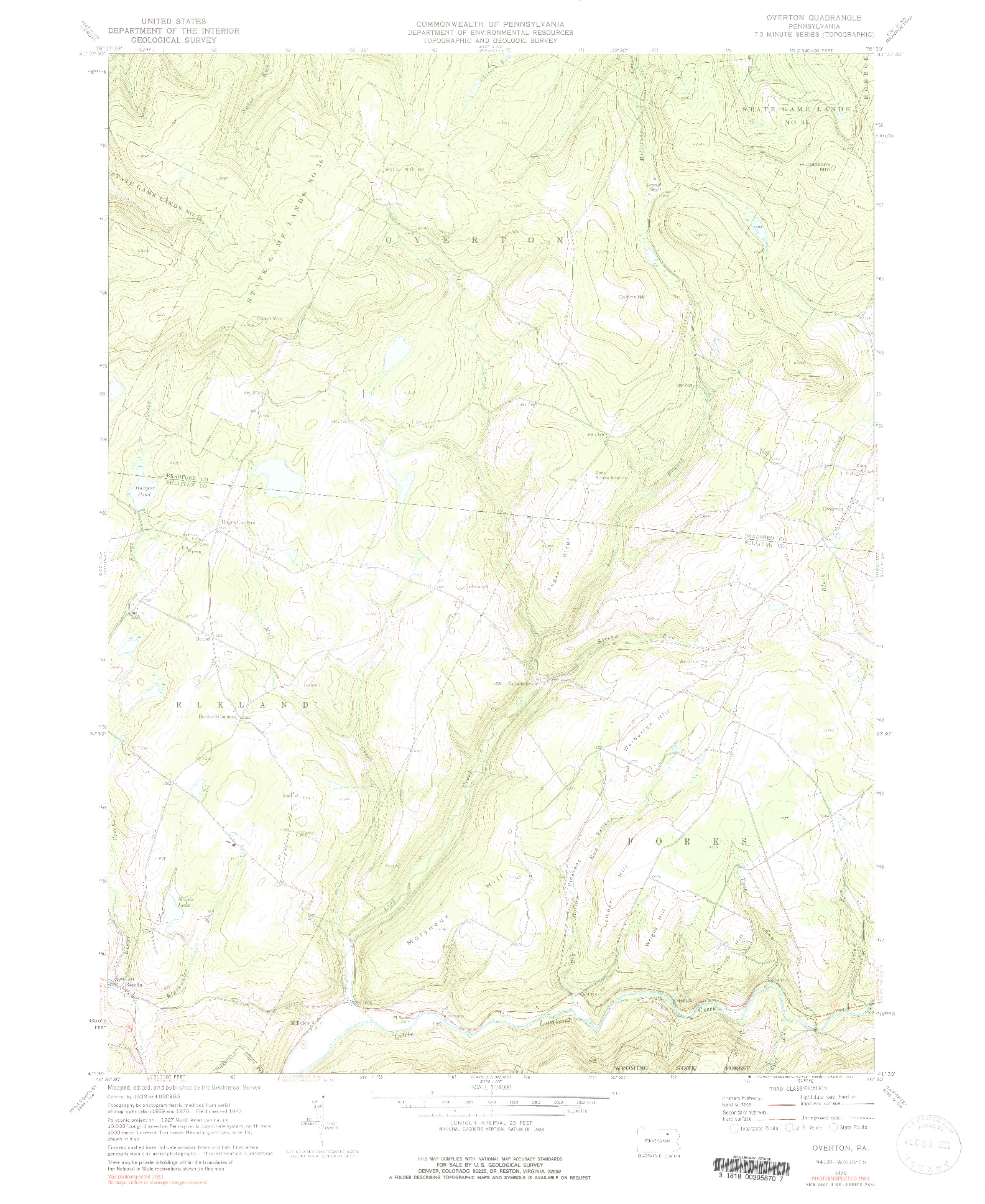 USGS 1:24000-SCALE QUADRANGLE FOR OVERTON, PA 1970