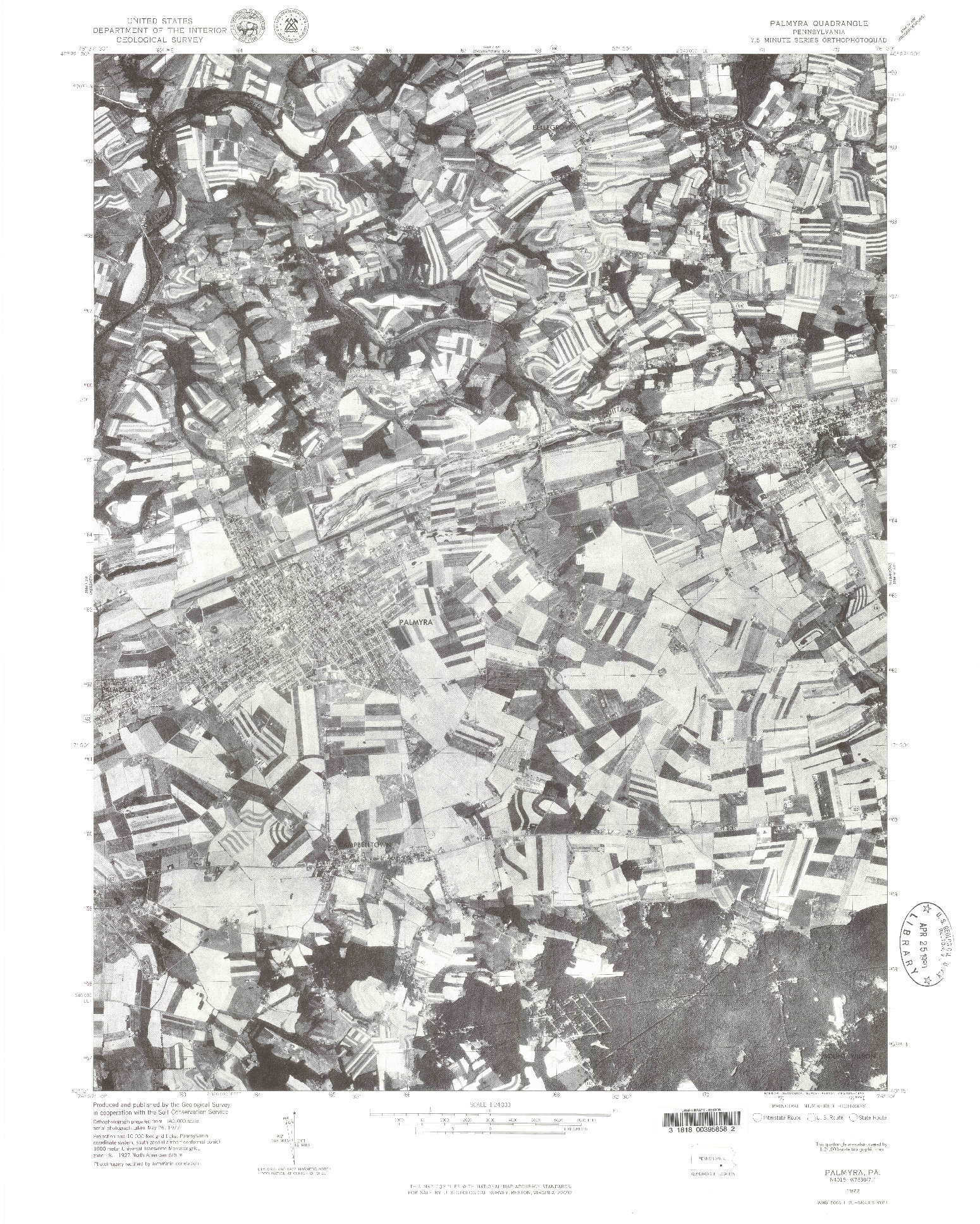 USGS 1:24000-SCALE QUADRANGLE FOR PALMYRA, PA 1977