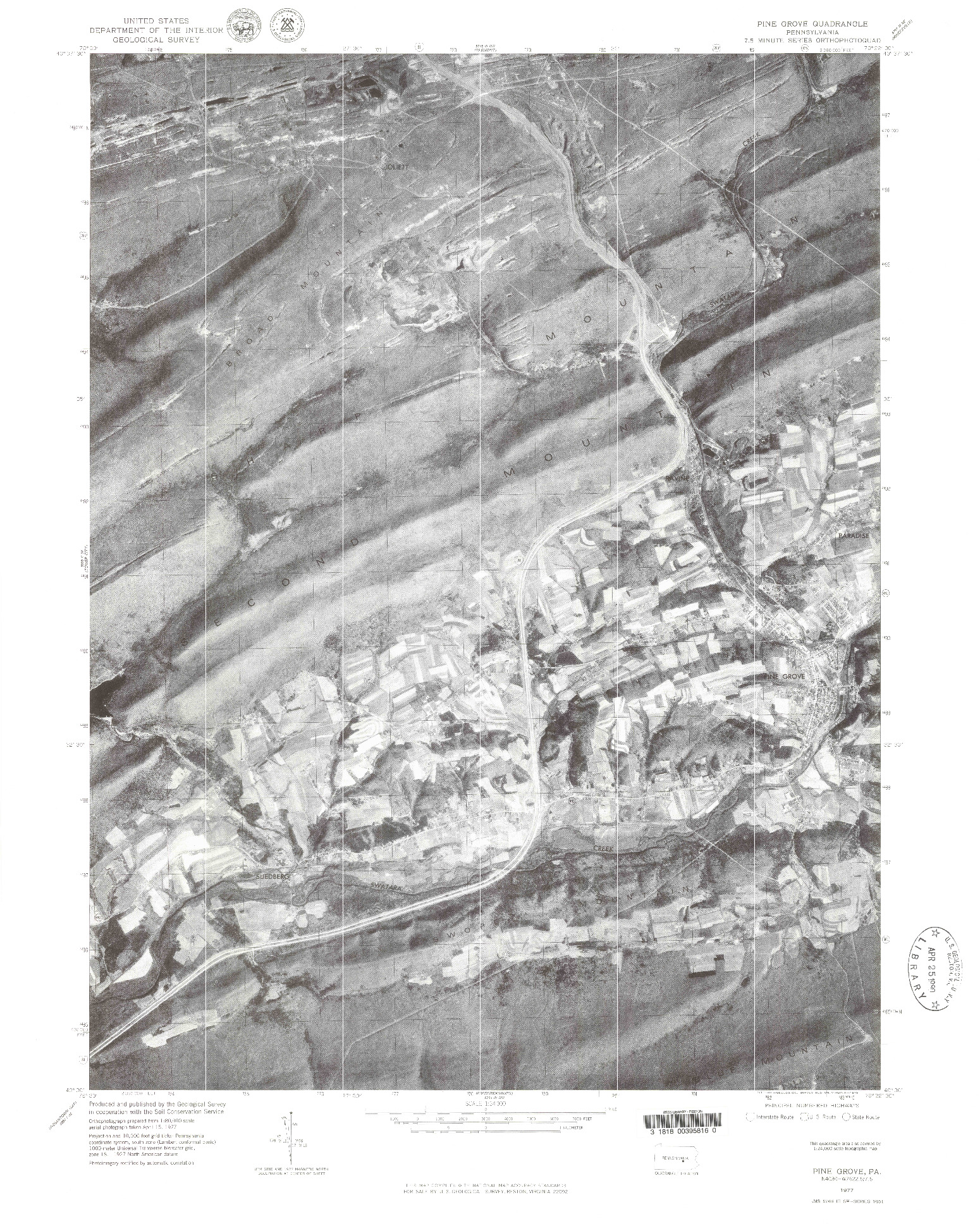 USGS 1:24000-SCALE QUADRANGLE FOR PINE GROVE, PA 1977