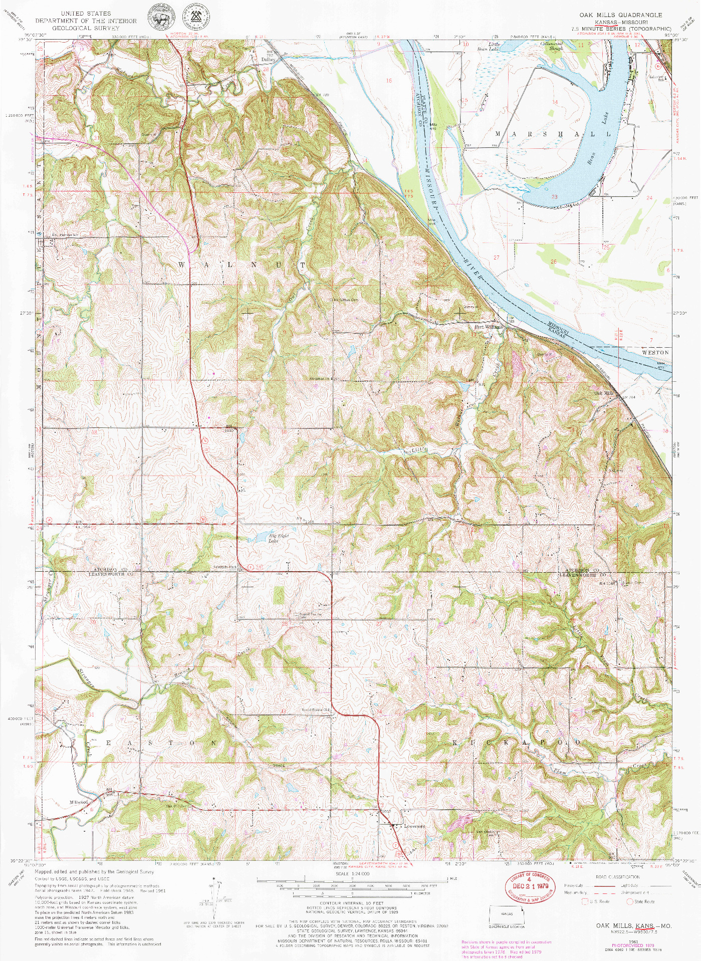 USGS 1:24000-SCALE QUADRANGLE FOR OAK MILLS, KS 1961