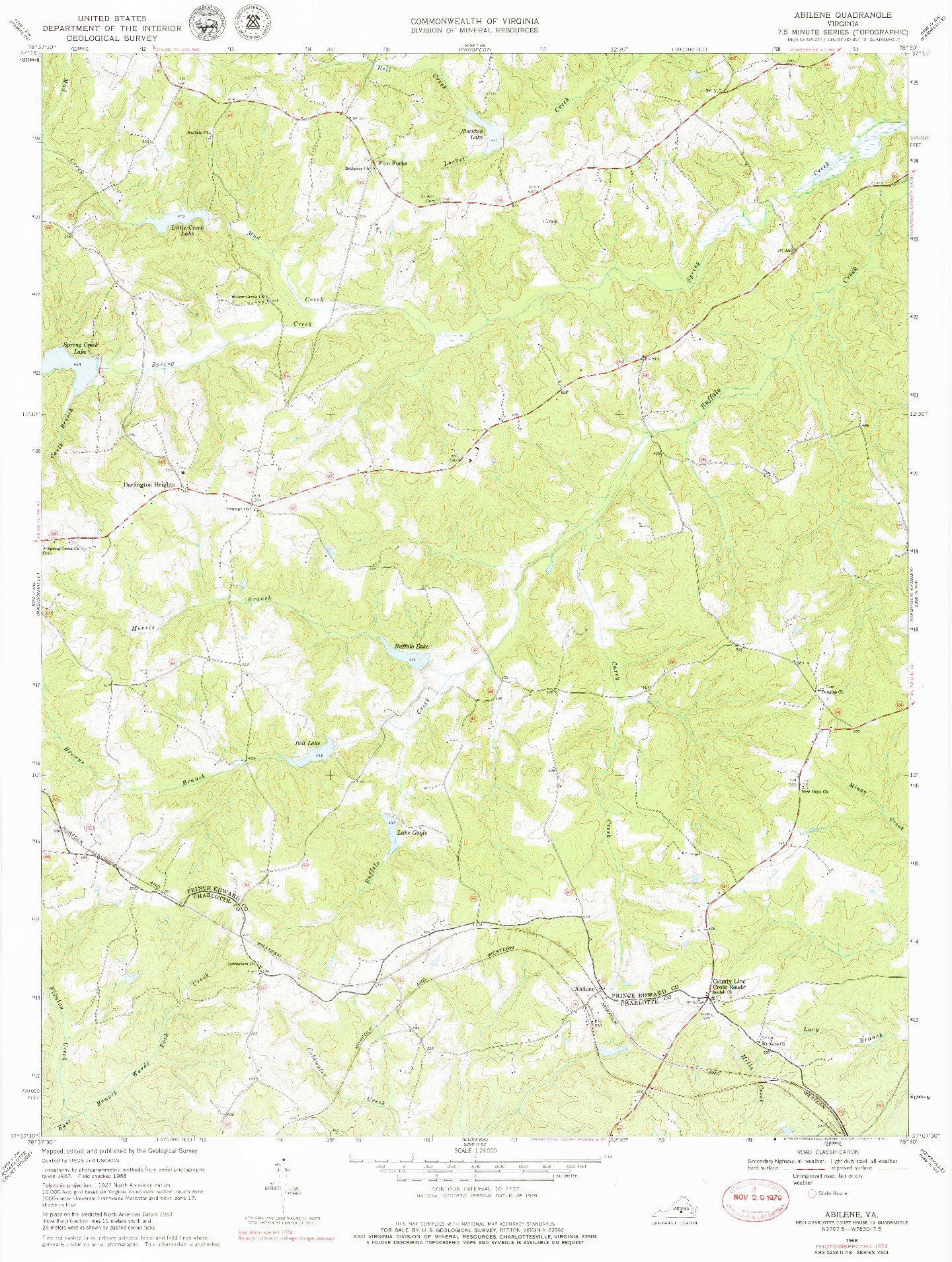 USGS 1:24000-SCALE QUADRANGLE FOR ABILENE, VA 1968