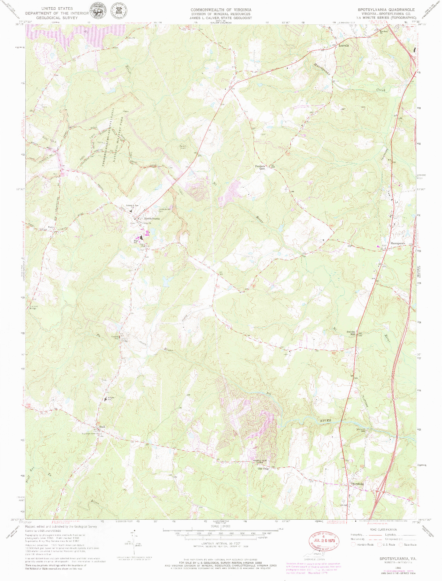 USGS 1:24000-SCALE QUADRANGLE FOR SPOTSYLVANIA, VA 1966