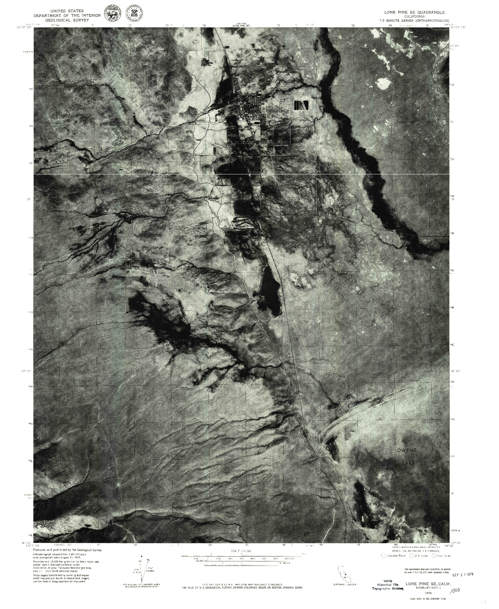 USGS 1:24000-SCALE QUADRANGLE FOR LONE PINE SE, CA 1975