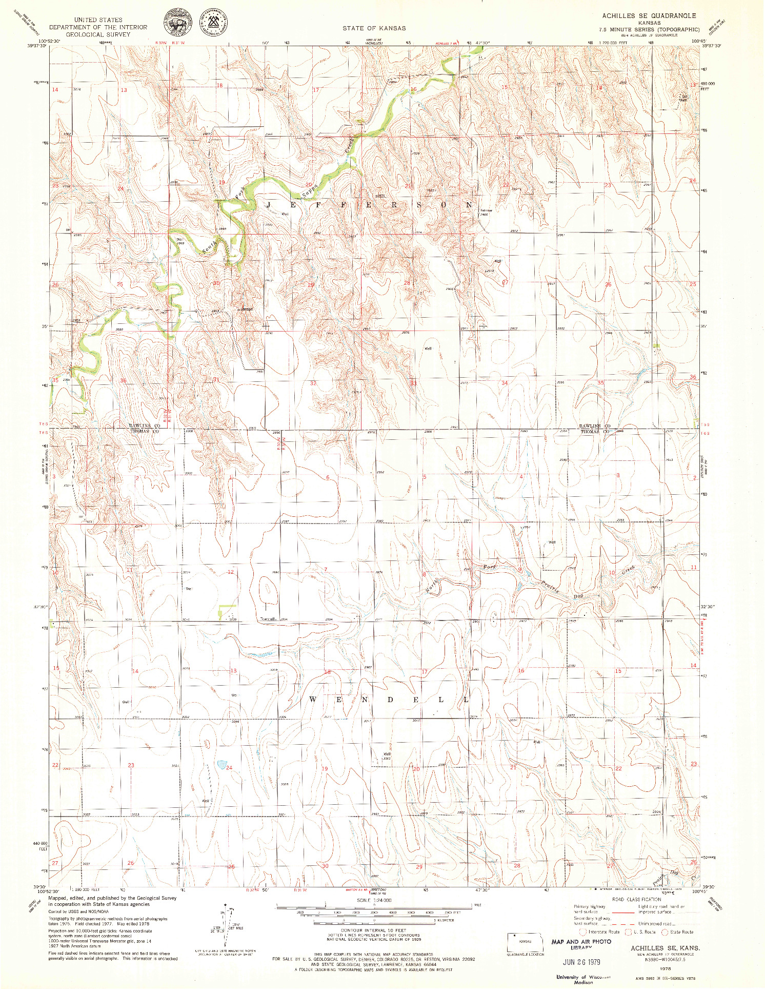 USGS 1:24000-SCALE QUADRANGLE FOR ACHILLES SE, KS 1978