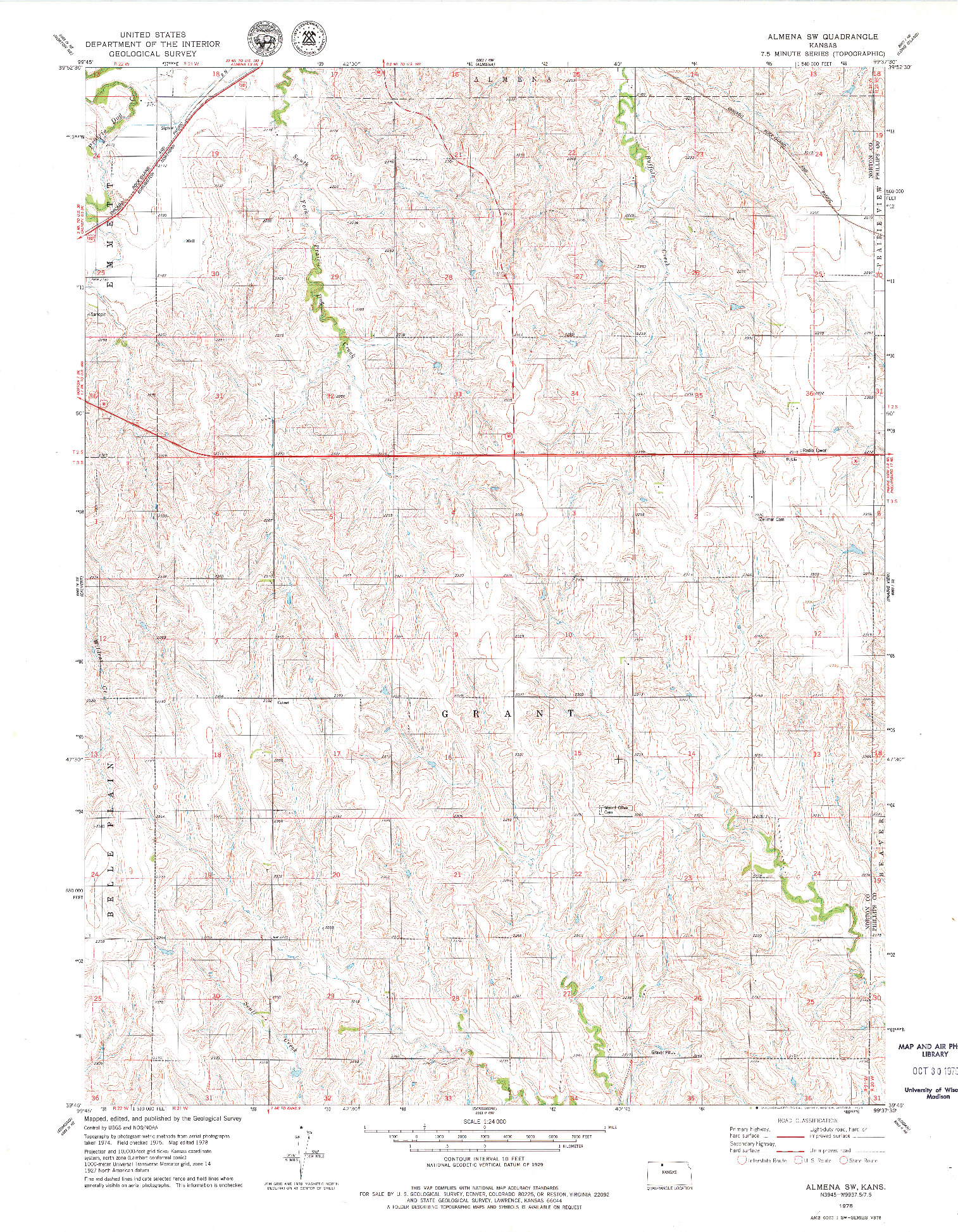 USGS 1:24000-SCALE QUADRANGLE FOR ALMENA SW, KS 1978
