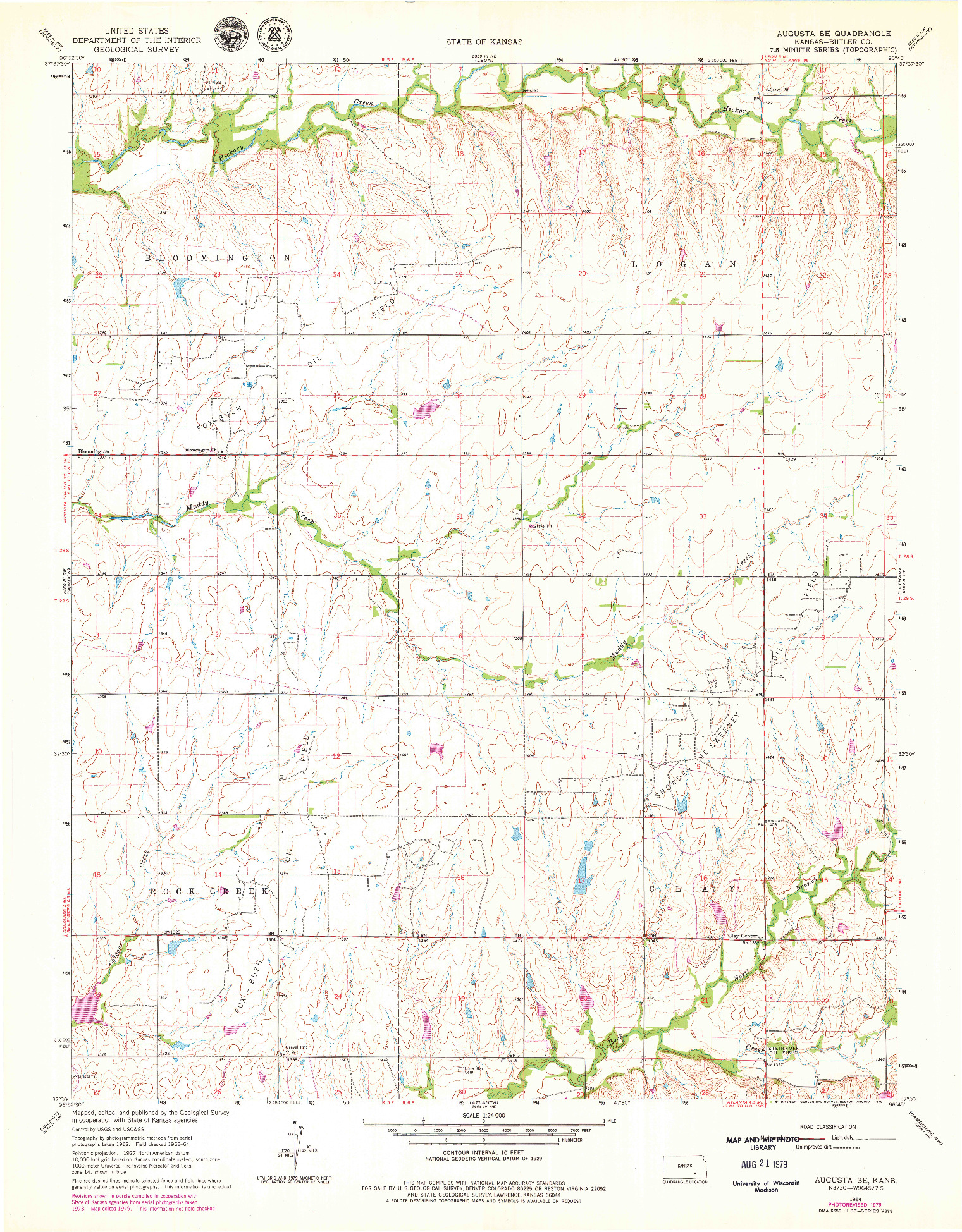 USGS 1:24000-SCALE QUADRANGLE FOR AUGUSTA SE, KS 1964