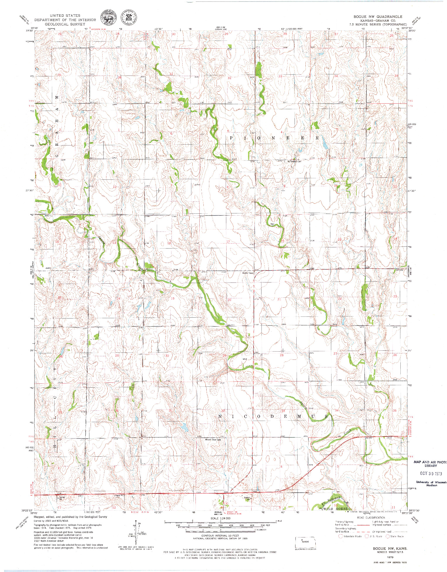 USGS 1:24000-SCALE QUADRANGLE FOR BOGUE NW, KS 1979