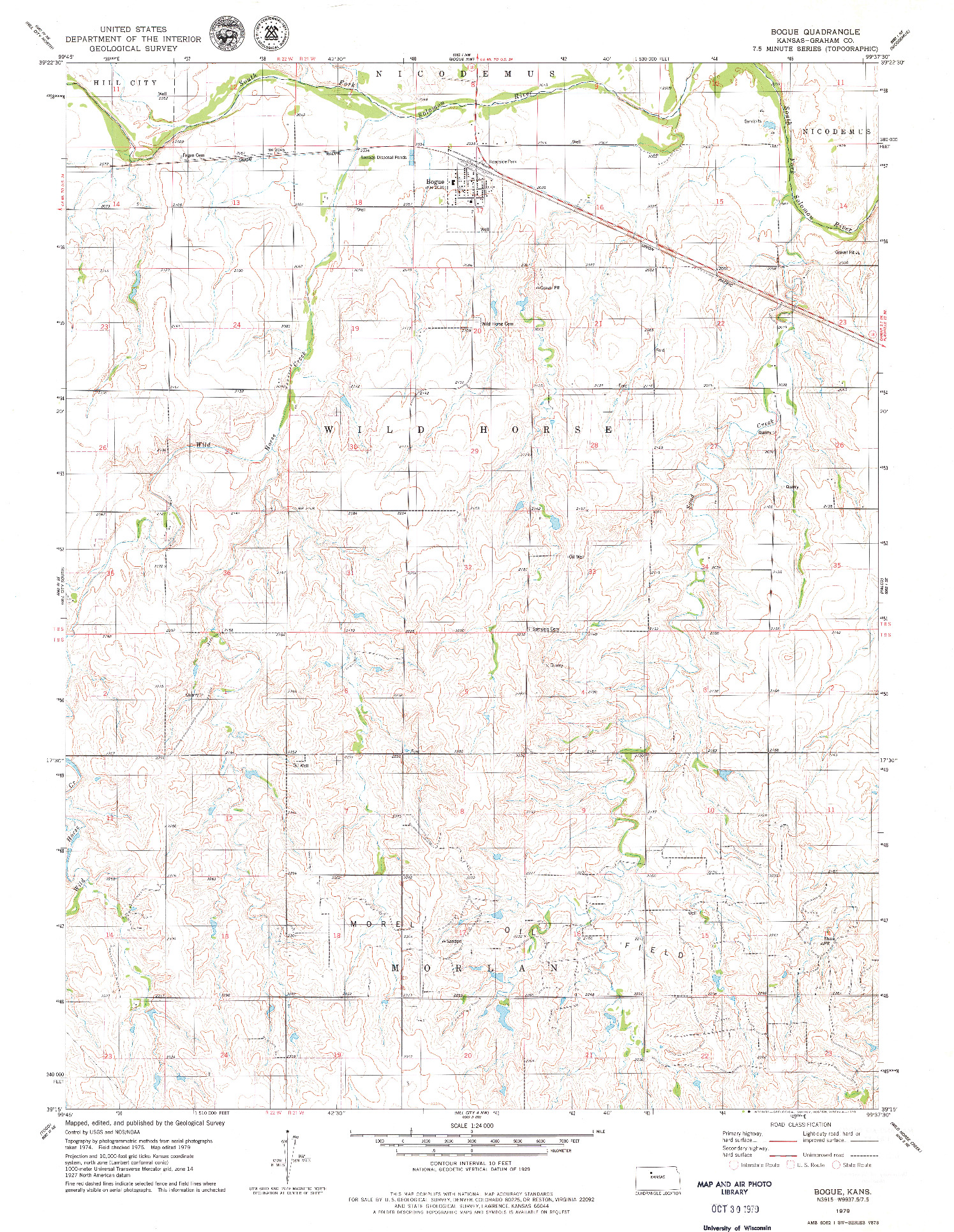 USGS 1:24000-SCALE QUADRANGLE FOR BOGUE, KS 1979