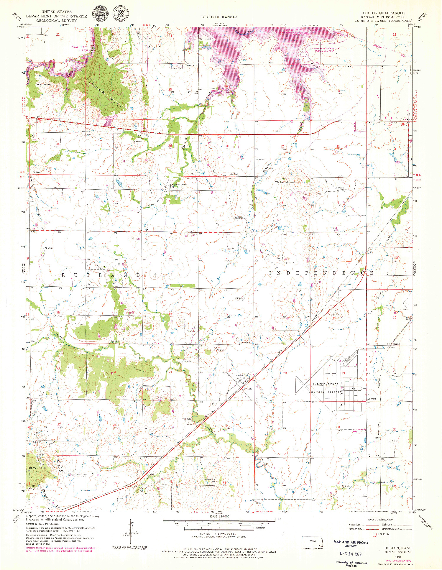 USGS 1:24000-SCALE QUADRANGLE FOR BOLTON, KS 1959