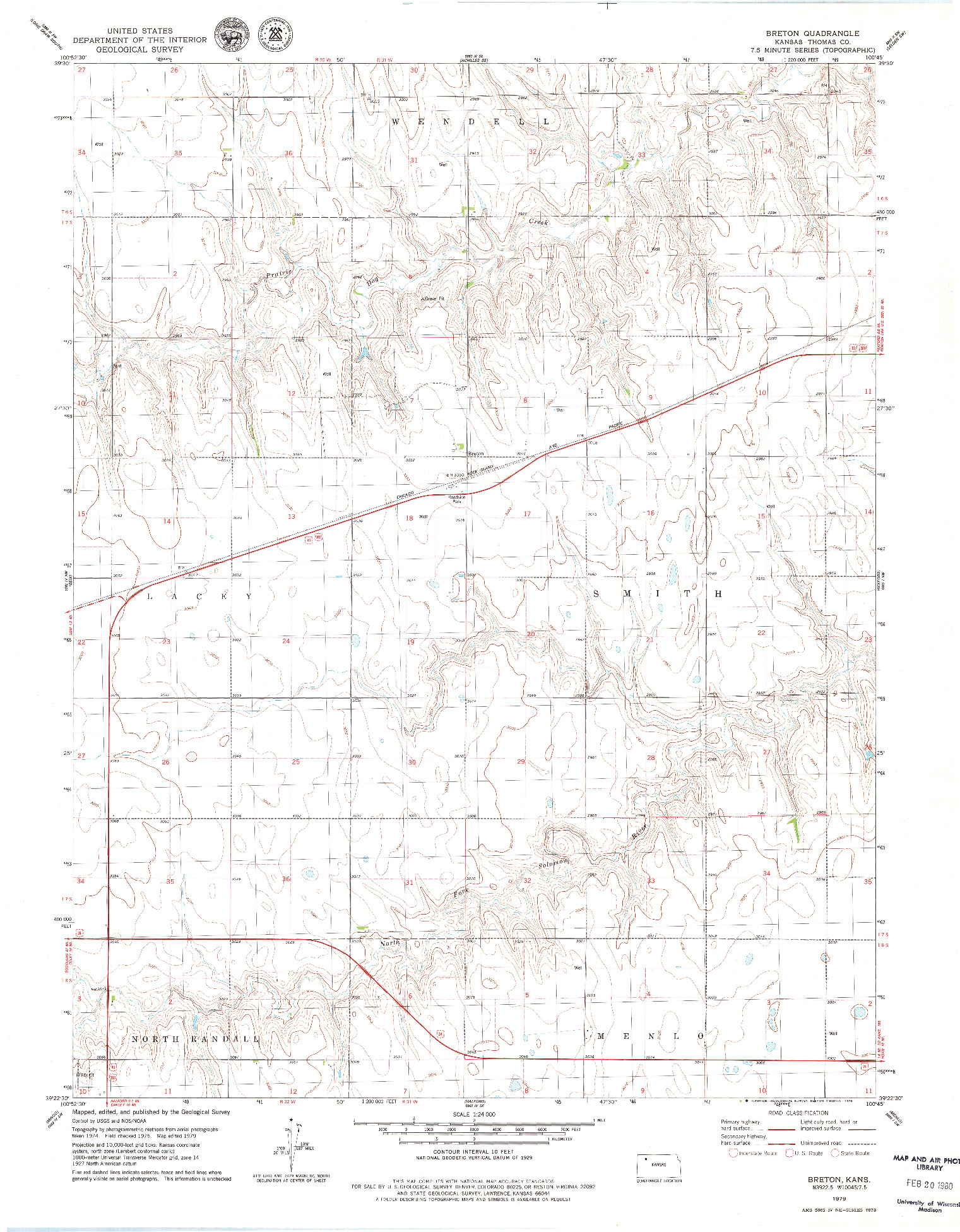 USGS 1:24000-SCALE QUADRANGLE FOR BRETON, KS 1979