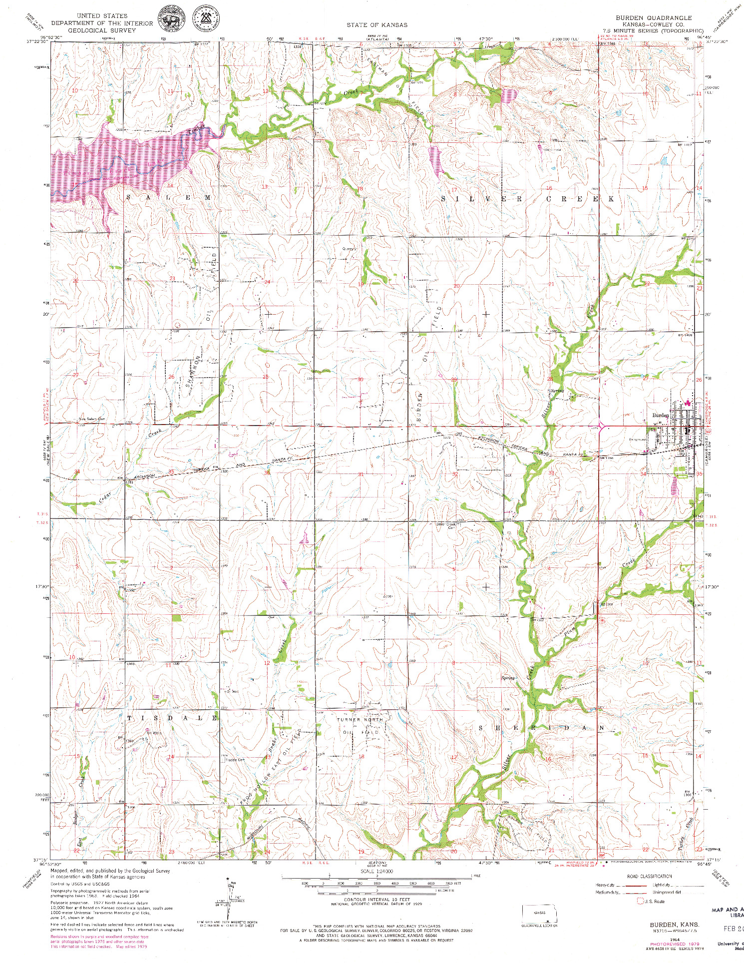 USGS 1:24000-SCALE QUADRANGLE FOR BURDEN, KS 1964