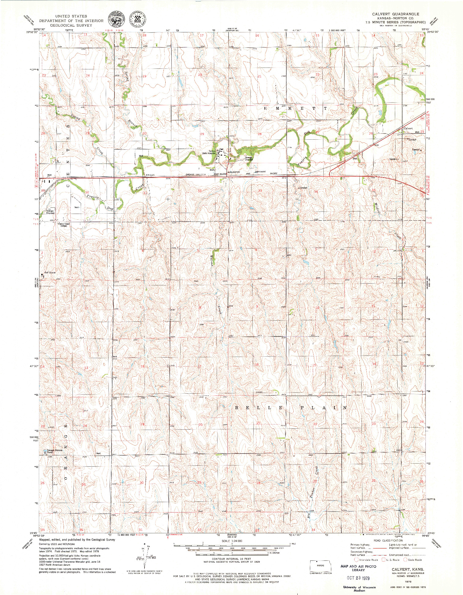 USGS 1:24000-SCALE QUADRANGLE FOR CALVERT, KS 1978
