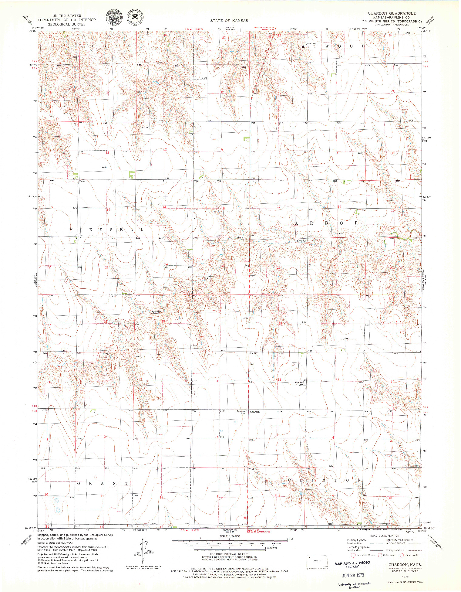 USGS 1:24000-SCALE QUADRANGLE FOR CHARDON, KS 1978