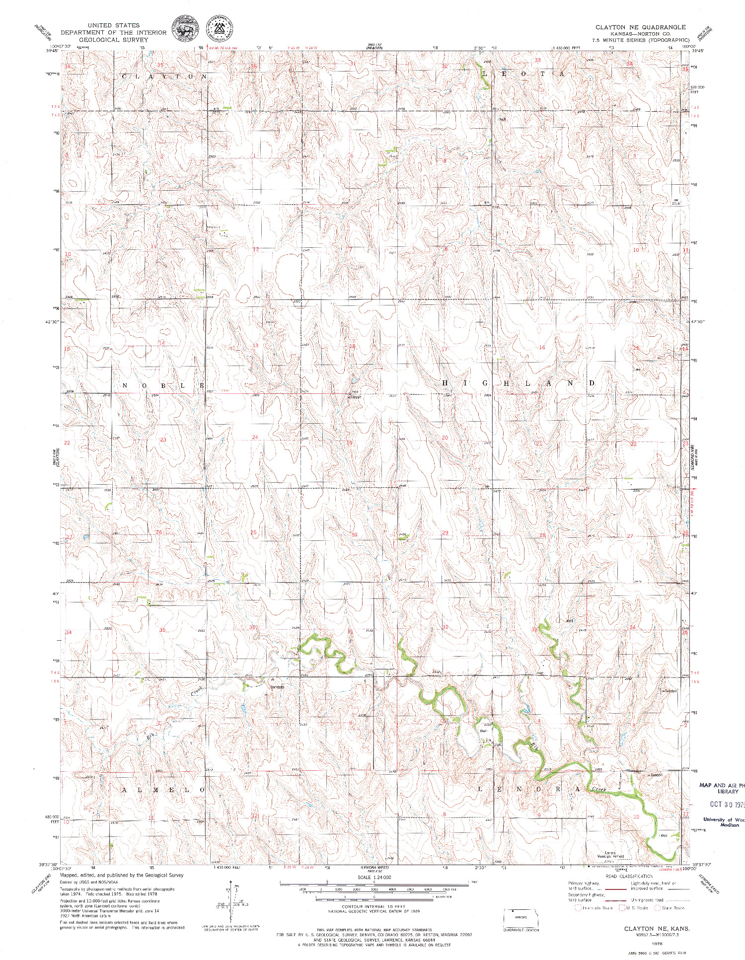 USGS 1:24000-SCALE QUADRANGLE FOR CLAYTON NE, KS 1978