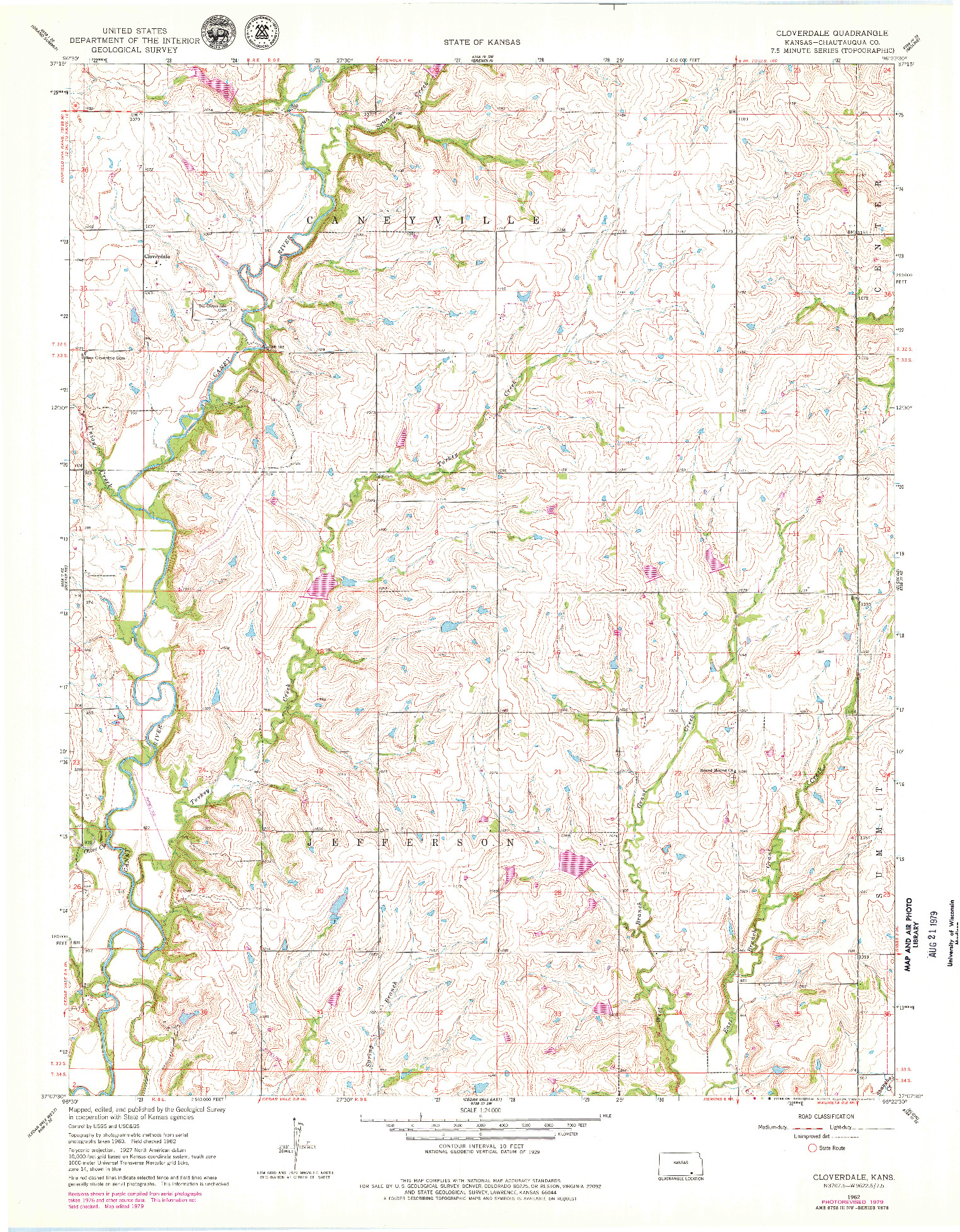 USGS 1:24000-SCALE QUADRANGLE FOR CLOVERDALE, KS 1962