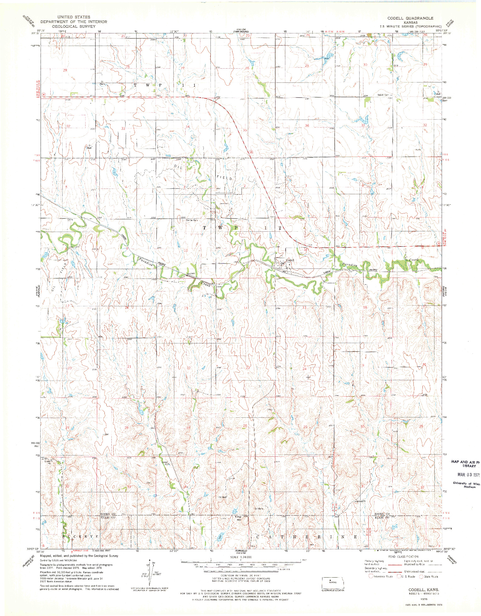 USGS 1:24000-SCALE QUADRANGLE FOR CODELL, KS 1978