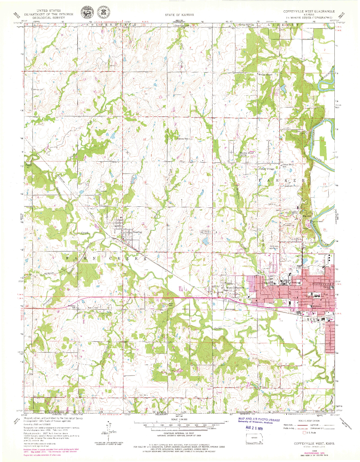 USGS 1:24000-SCALE QUADRANGLE FOR COFFEYVILLE WEST, KS 1959