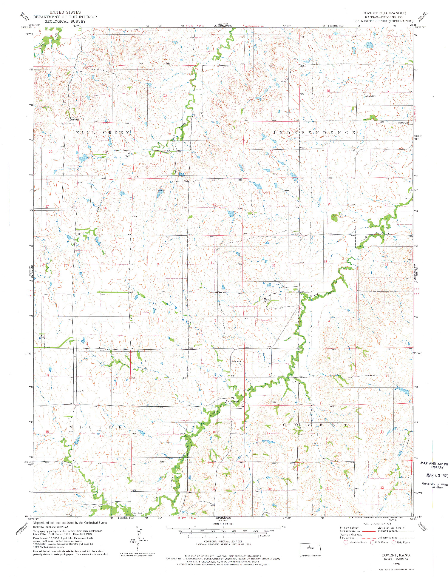USGS 1:24000-SCALE QUADRANGLE FOR COVERT, KS 1978