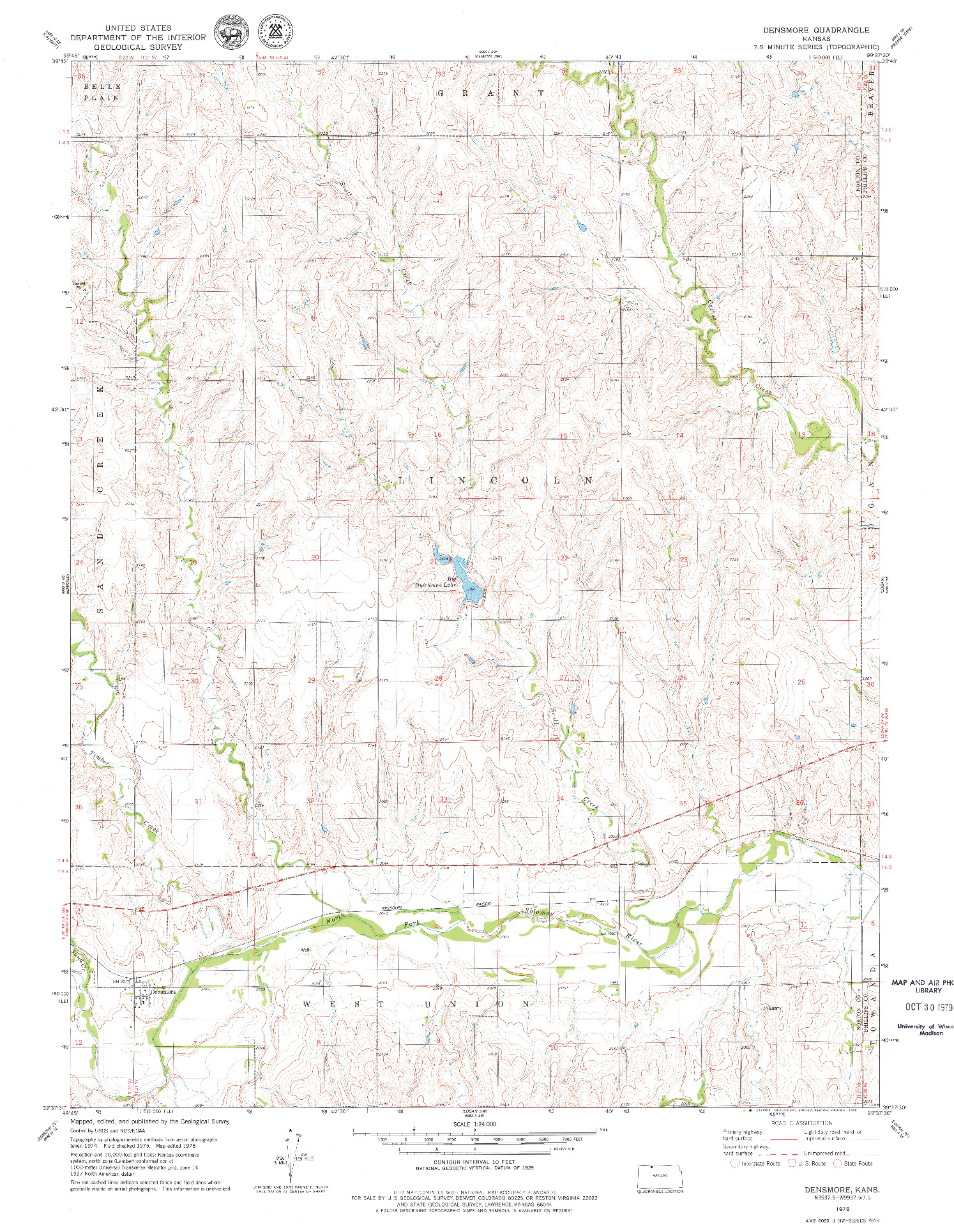USGS 1:24000-SCALE QUADRANGLE FOR DENSMORE, KS 1978