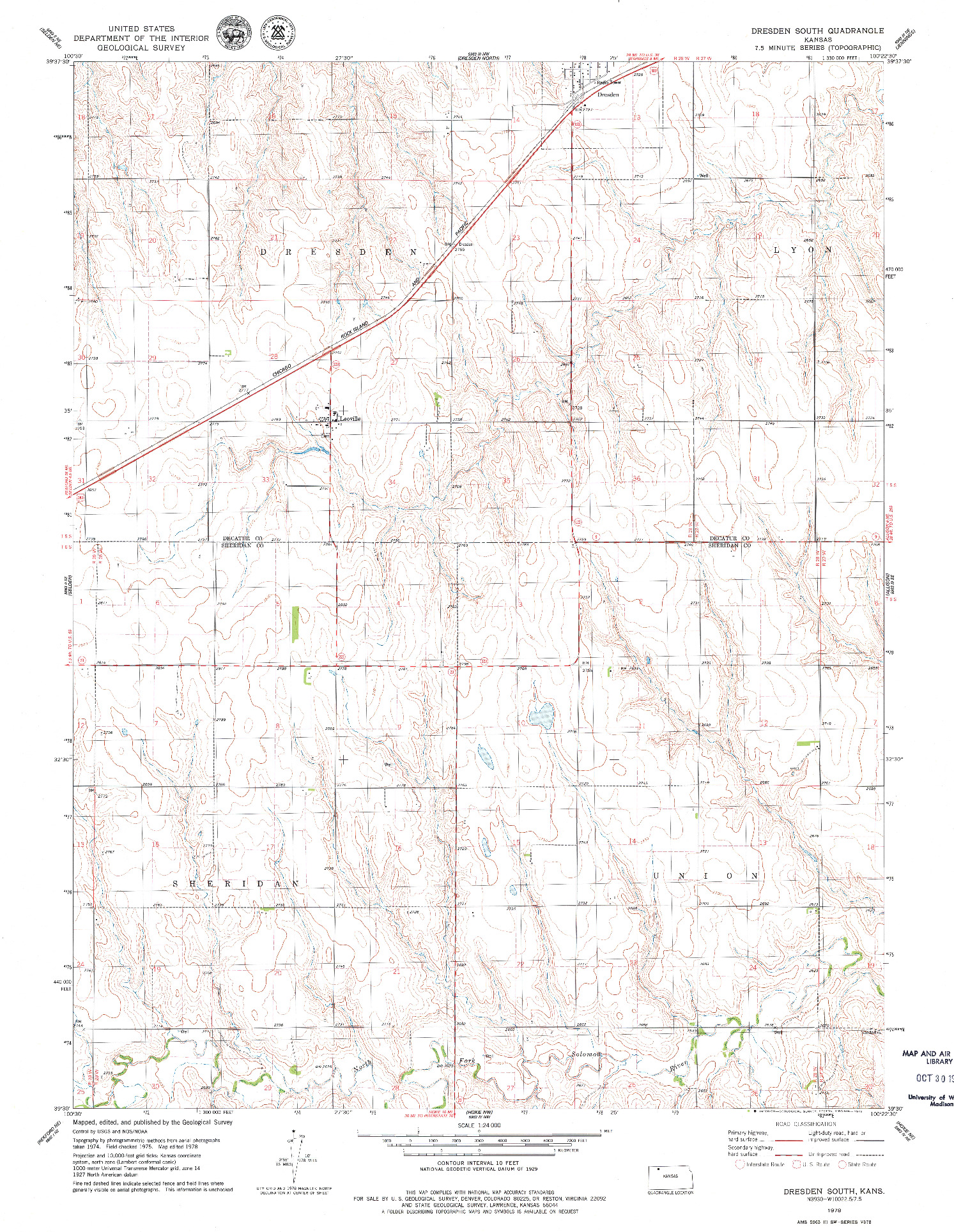 USGS 1:24000-SCALE QUADRANGLE FOR DRESDEN SOUTH, KS 1978