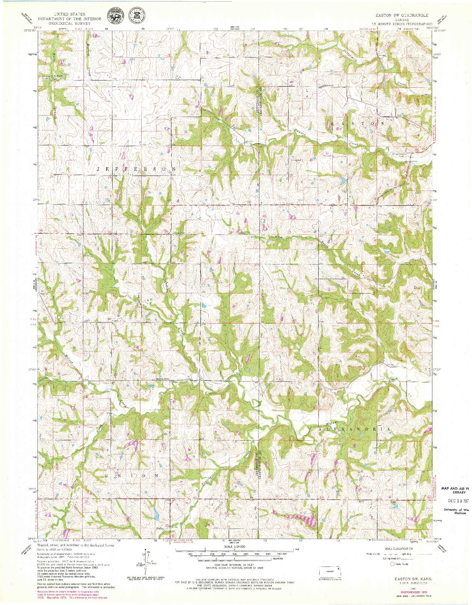 USGS 1:24000-SCALE QUADRANGLE FOR EASTON SW, KS 1961