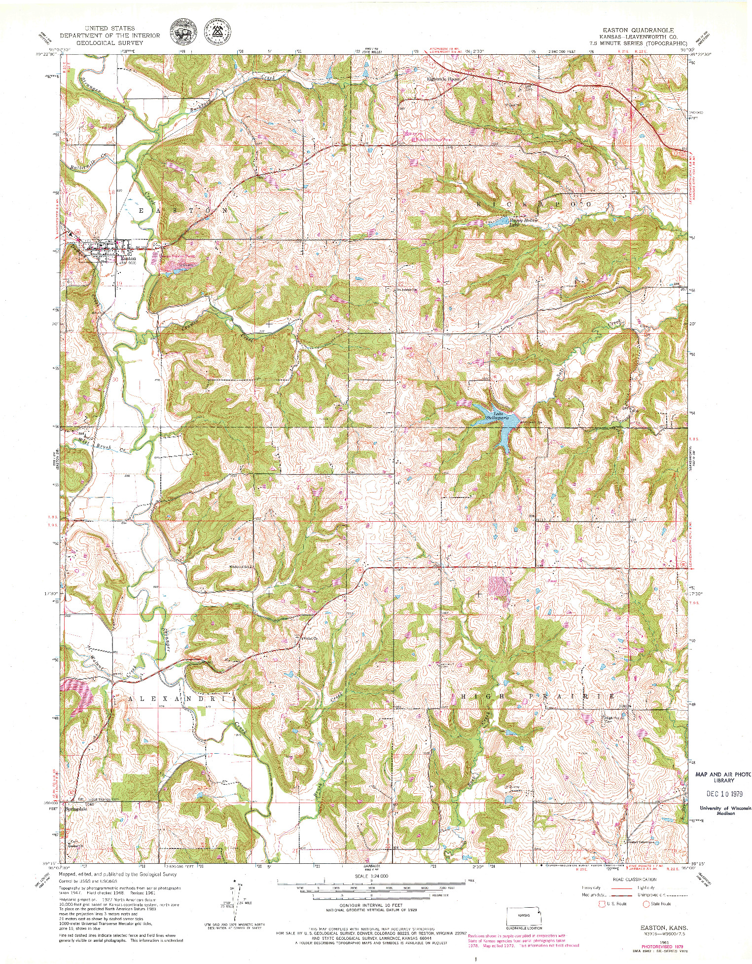 USGS 1:24000-SCALE QUADRANGLE FOR EASTON, KS 1961