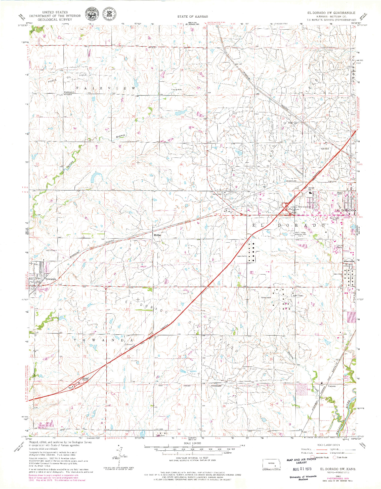 USGS 1:24000-SCALE QUADRANGLE FOR EL DORADO SW, KS 1961