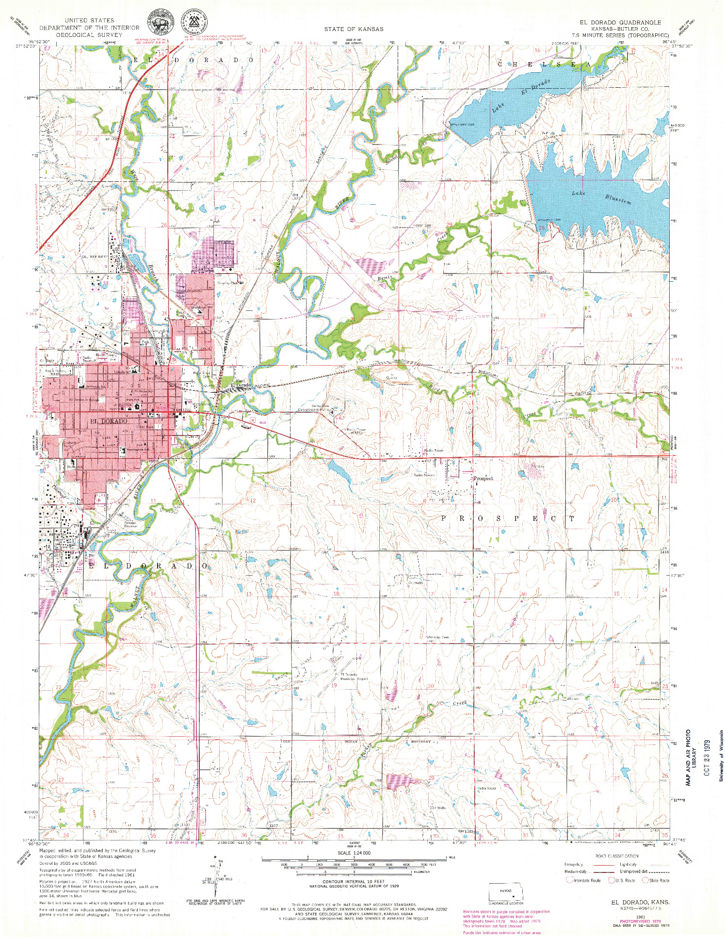 USGS 1:24000-SCALE QUADRANGLE FOR EL DORADO, KS 1961