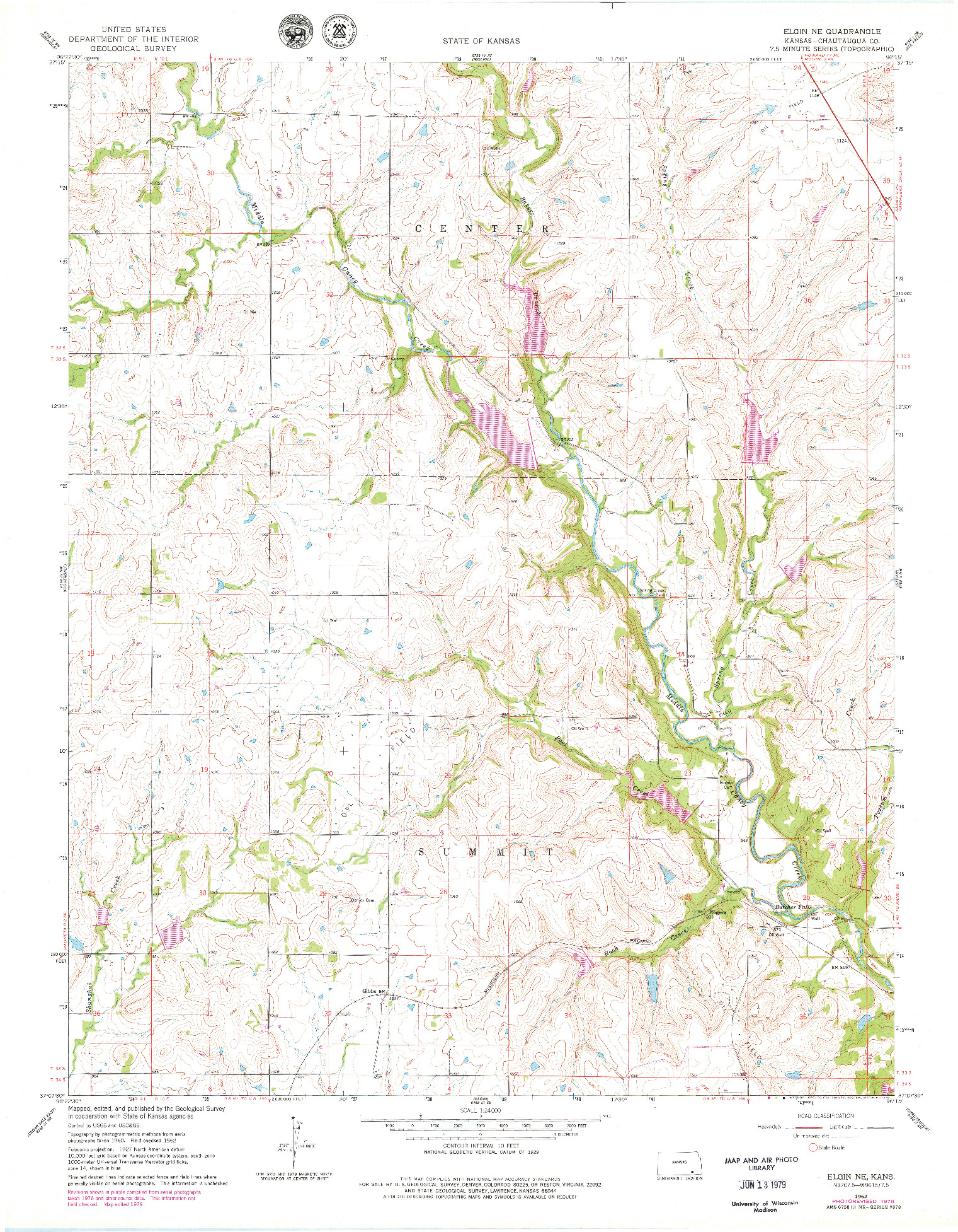USGS 1:24000-SCALE QUADRANGLE FOR ELGIN NE, KS 1962